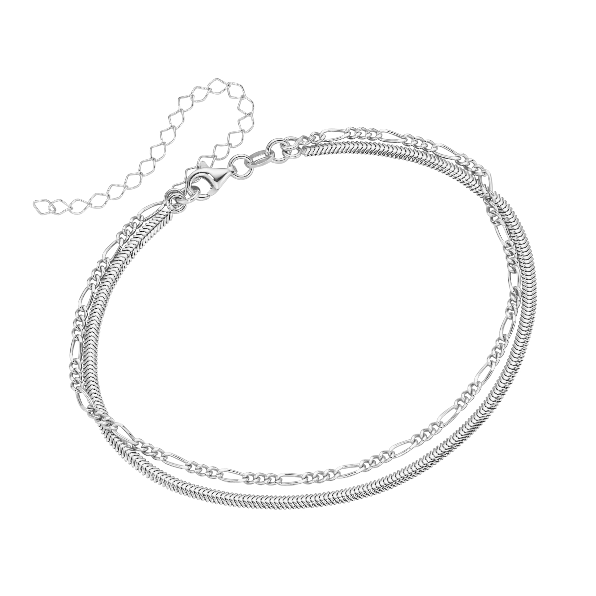 Smart Jewel Fußkette »Figarokette, Schlangenkette flach, Silber 925«