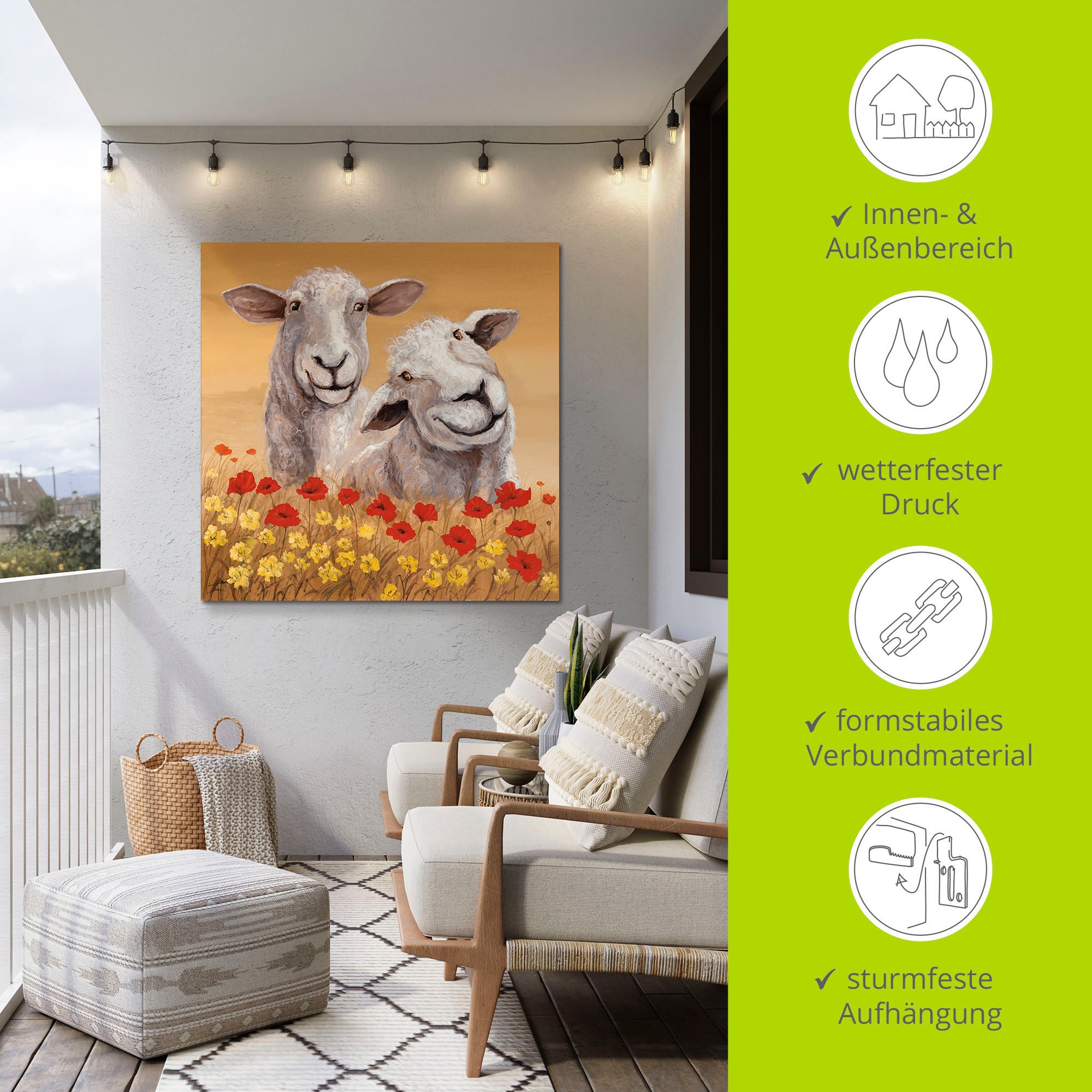 Artland Wandbild »Schafe«, Haustiere, (1 St.), als Alubild, Outdoorbild, Leinwandbild, Poster in verschied. Größen