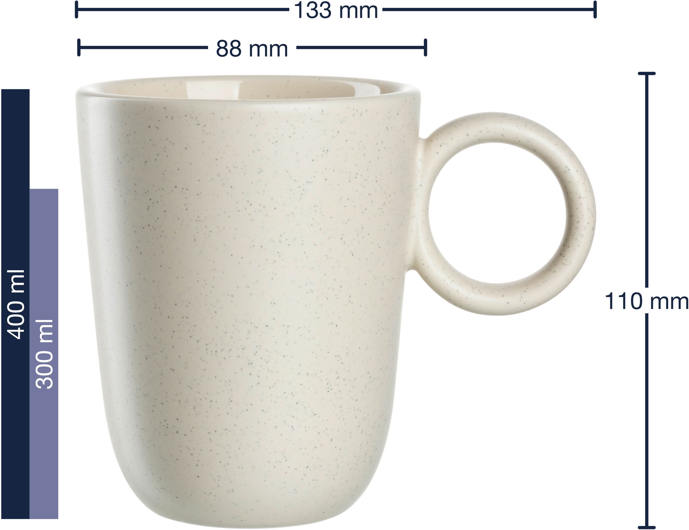 LEONARDO Tasse »Keramiktasse, ROMA, 6er-Set«, (Set, 6 tlg.), spülmaschinengeeignet