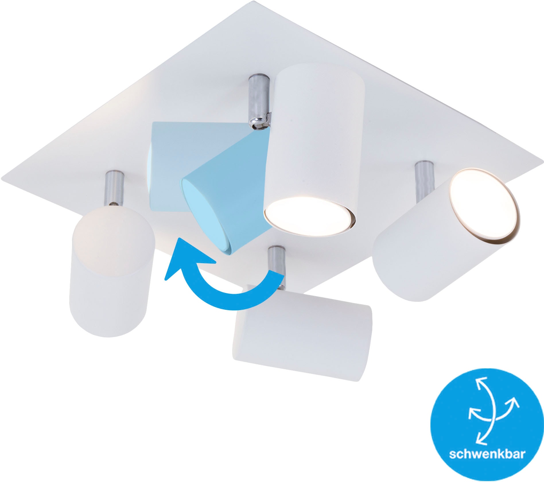 Briloner Leuchten LED Deckenspots »2857046 Run«, Leuchtmittel GU10 | ohne Leuchtmittel, Deckenlampe, 26,5x26,5x12,3cm, Weiß, max.40W, GU10, Wohnzimmer, Flur