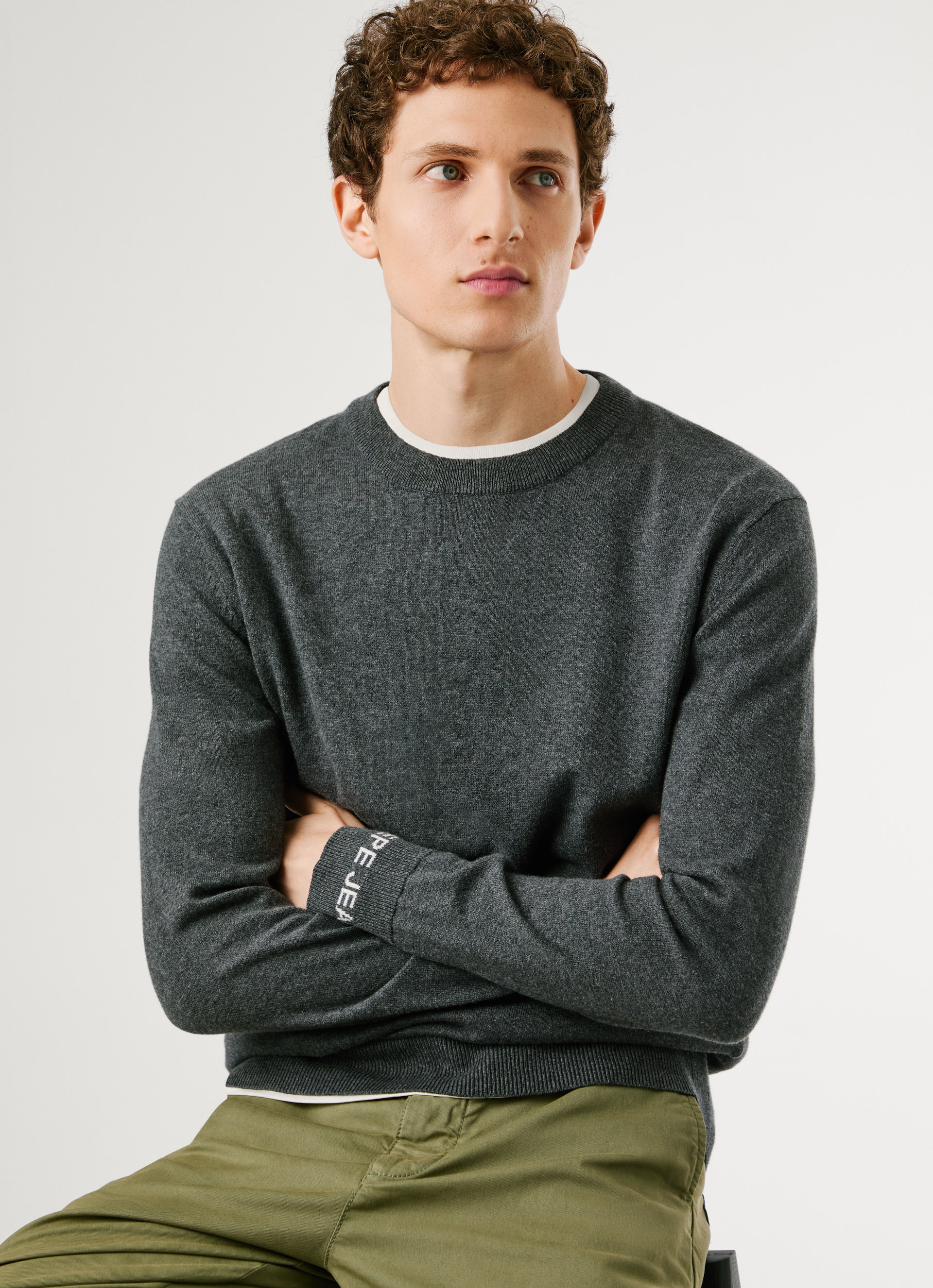 Thumbnail - Pepe Jeans Strickpullover "ANDRE CREW NECK", mit Rundhals, Logo-Jacquard