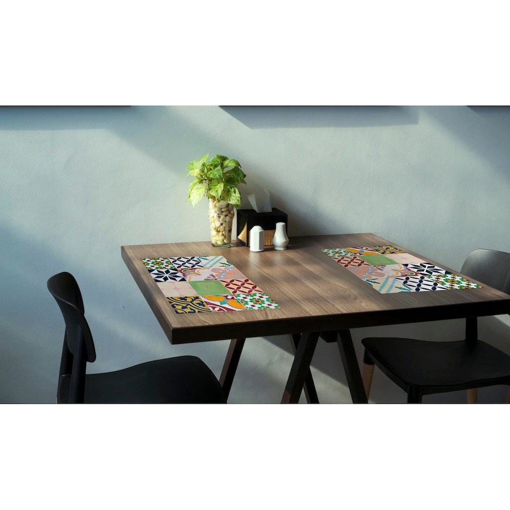 Contento Platzset »Mosaik, grün«, (Set, 4 St.)