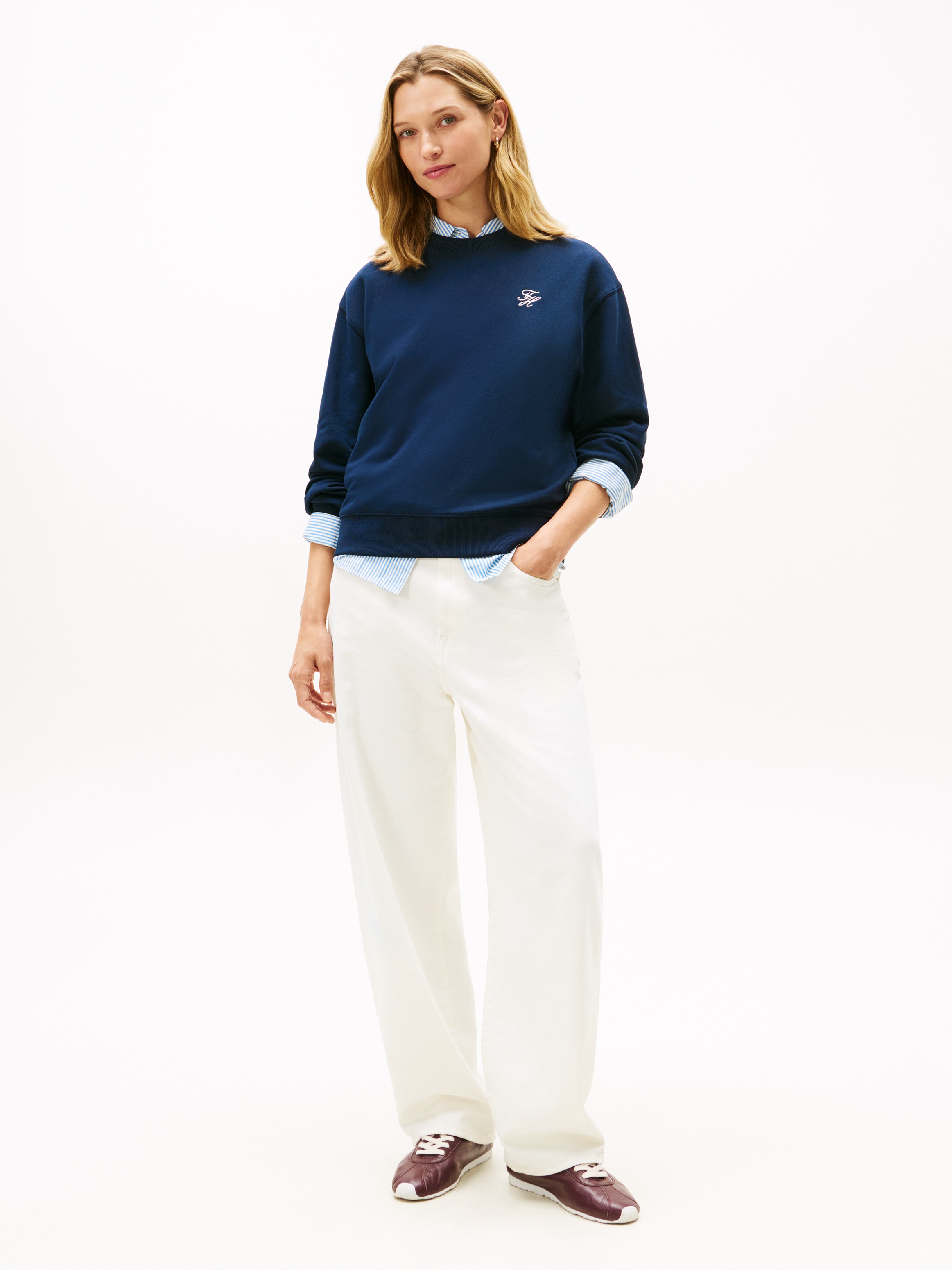 Thumbnail - Tommy Hilfiger Sweatshirt "TH SCRIPT REG TERRY SWTSHRT", Baumwollmischung, Stretch, regular fit