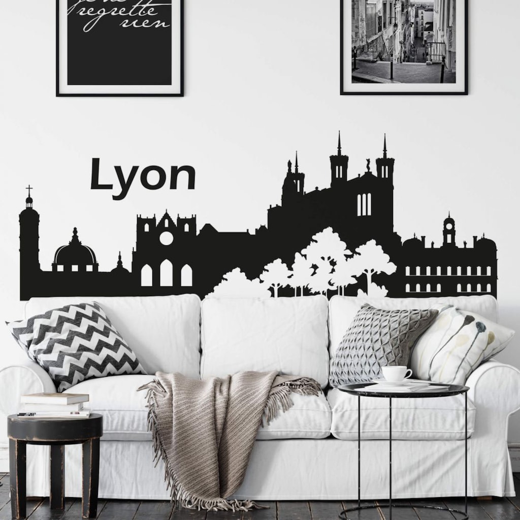 Wall-Art Wandtattoo »XXL Stadt Skyline Lyon 120cm«, (1 St.), selbstklebend, entfernbar