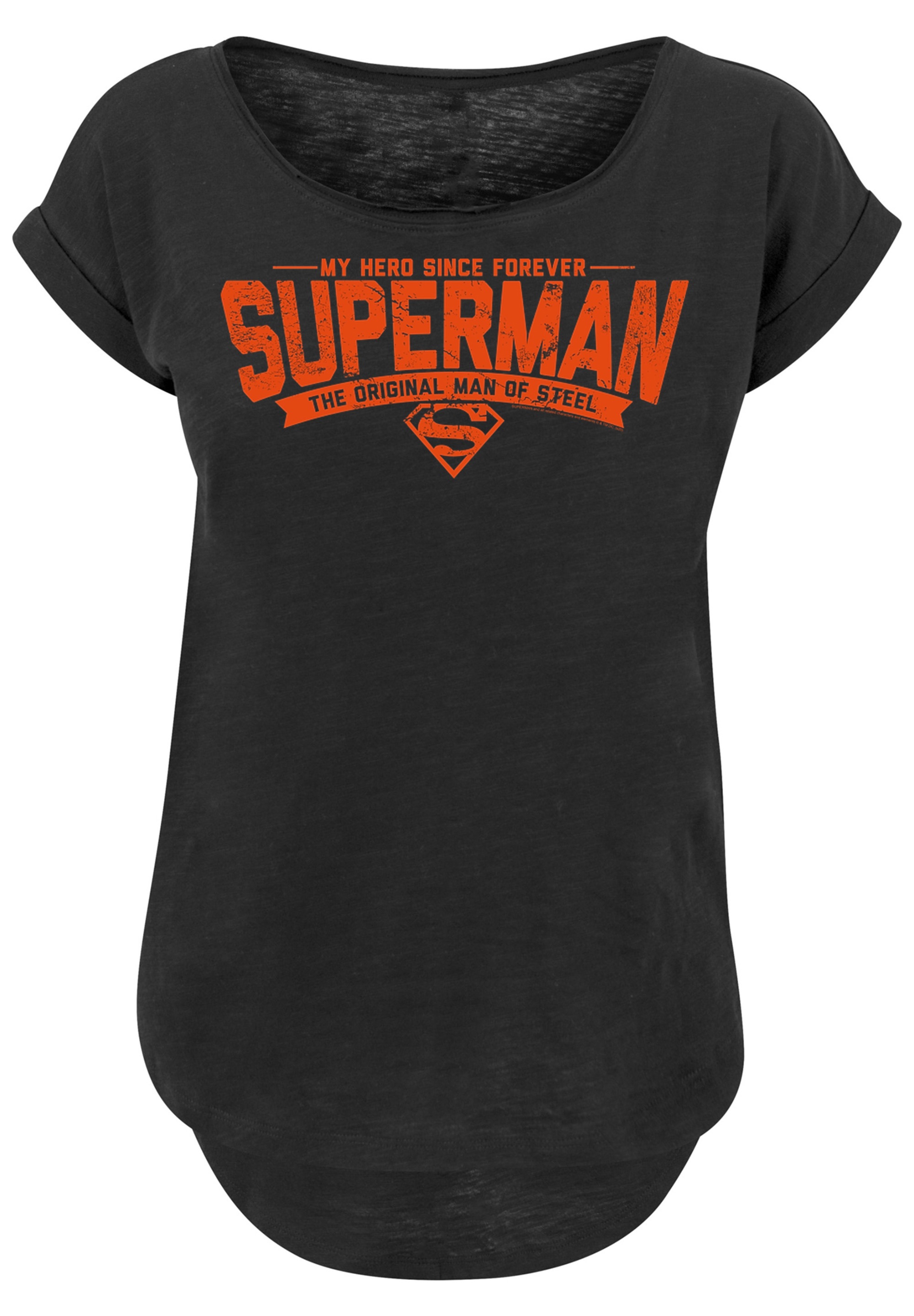 F4NT4STIC T-Shirt »Long Cut T-Shirt DC Comics Superman My Hero«, Damen,Premium Merch,Lang,Longshirt,Bedruckt