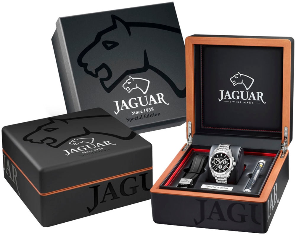 Jaguar Chronograph »Special Edition«, (Set, 3 tlg., mit Wechselband und Bandwechsler), Quarz,Armbanduhr,Herrenuhr,Swiss Made,Edelstahlarmband,Stoppfunktion