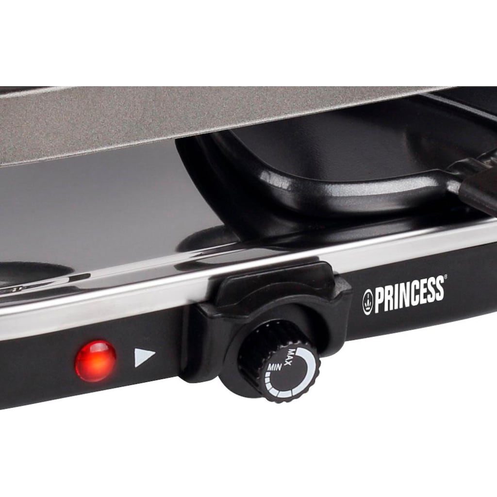 PRINCESS Raclette »162700 - Oval - 8 Pfannen«, 8 St. Raclettepfännchen, 1200 W, Multifunktionale Platte, inklusive 8 Pfännchen und 8 Holzschabern