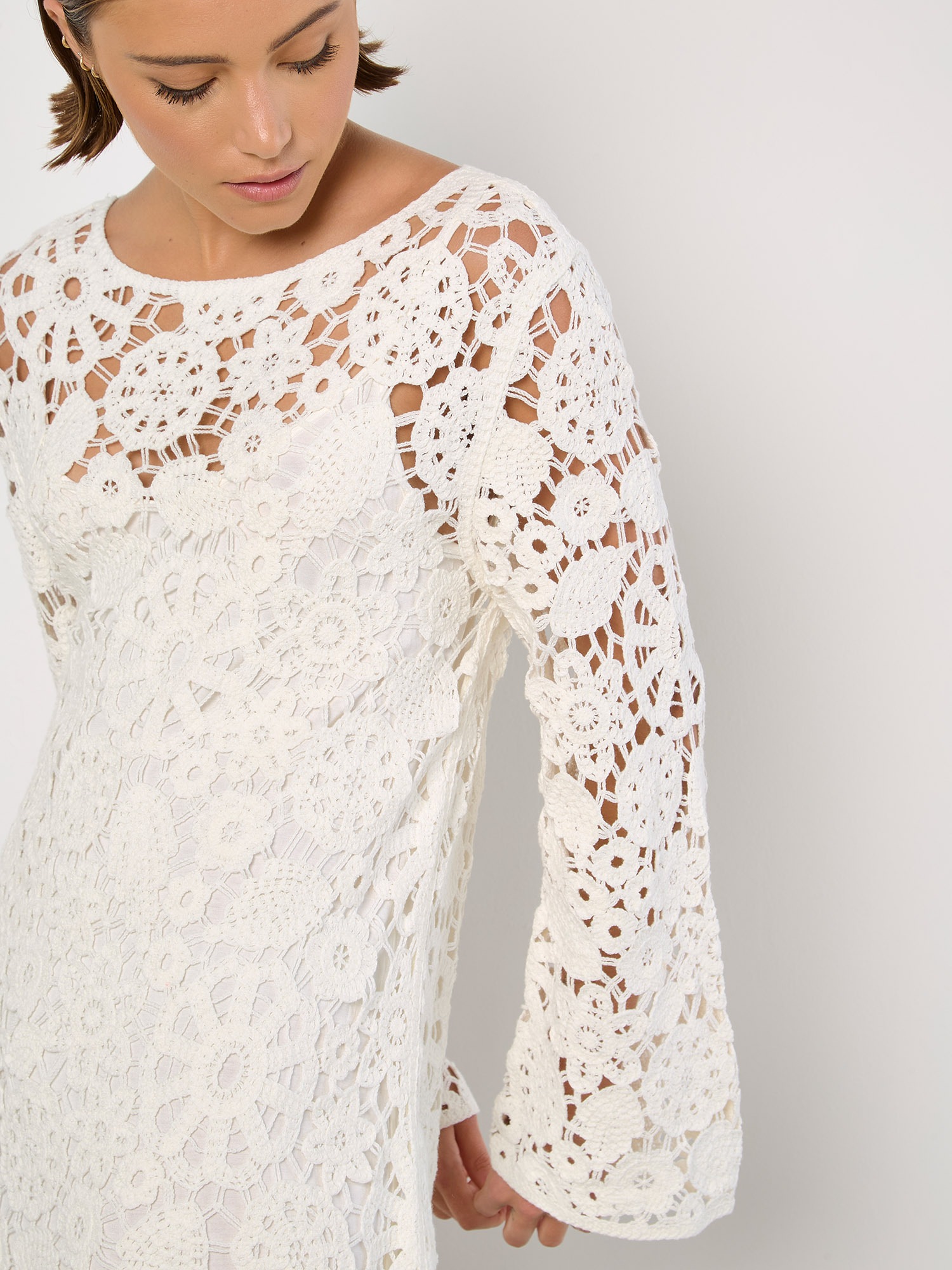 Apricot Druckkleid »Minikleid« mit Trompetenarmen