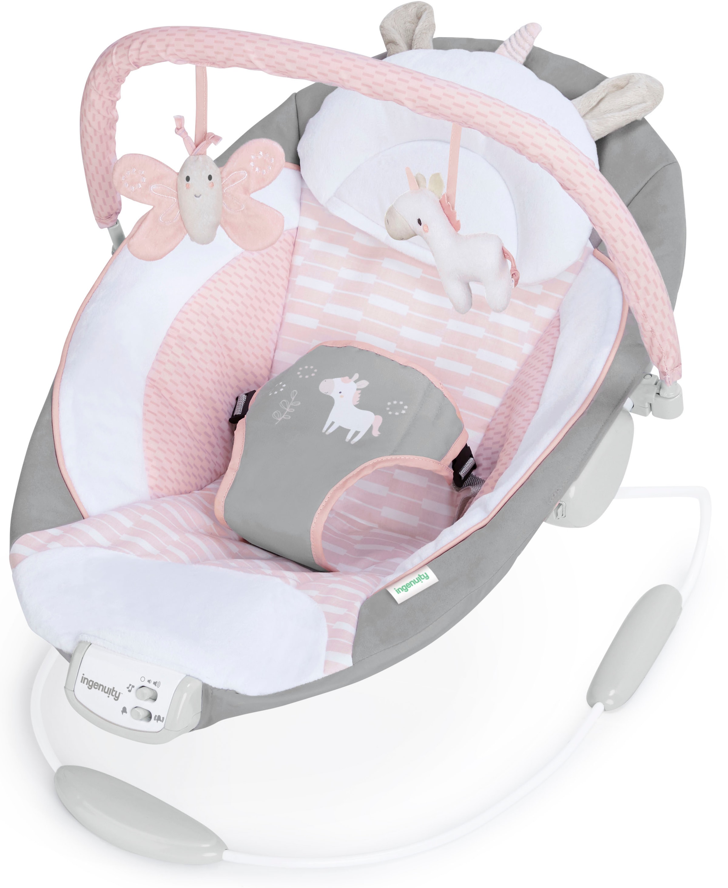 ingenuity Babywippe »Soothing Bouncer, Flora the Unicorn«, bis 9 kg, mit Vibration und Melodien