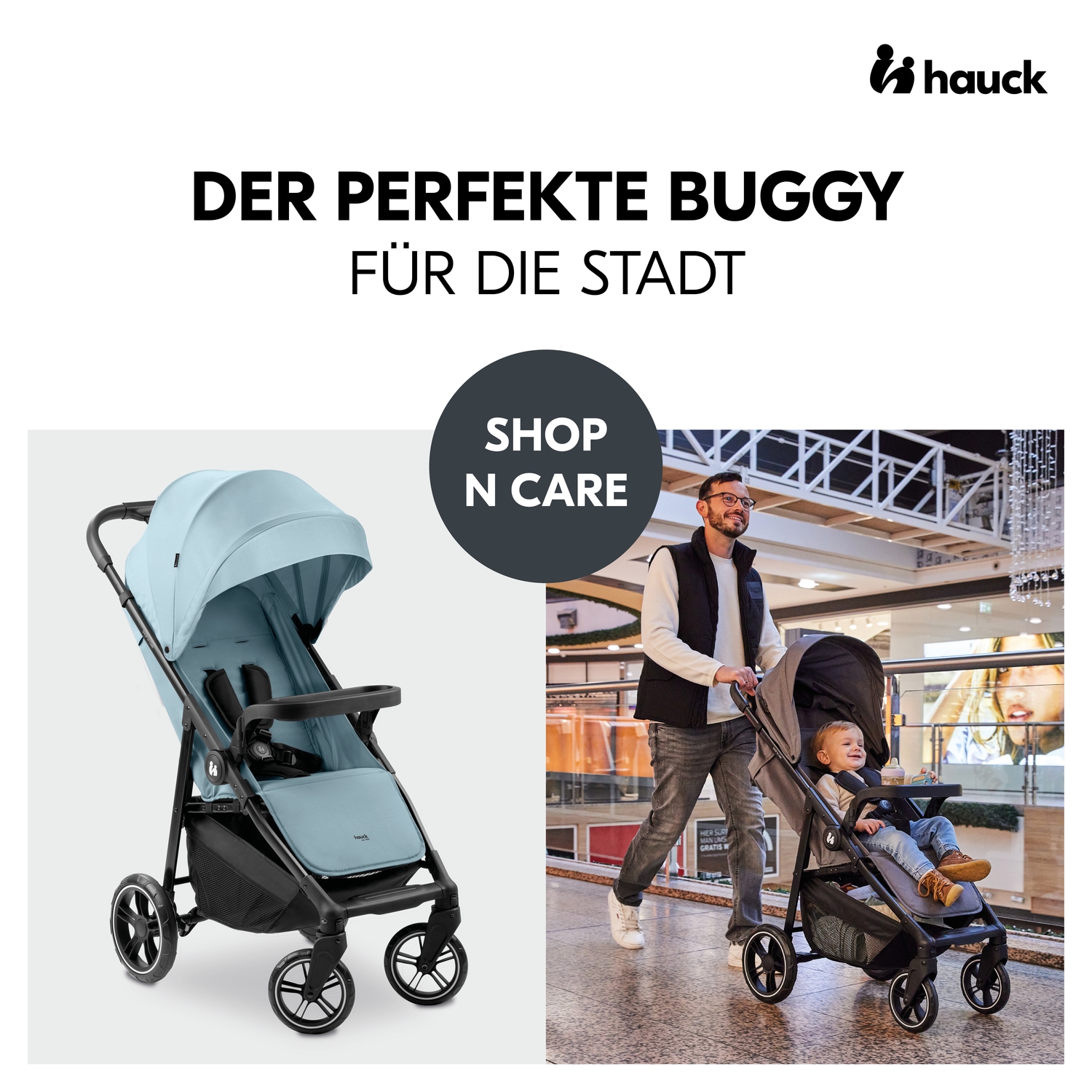 Hauck Kinder-Buggy »Shop N Care, Dusty Blue«, 22 kg, bis 22 kg belastbar; kompatibel mit Babyschale