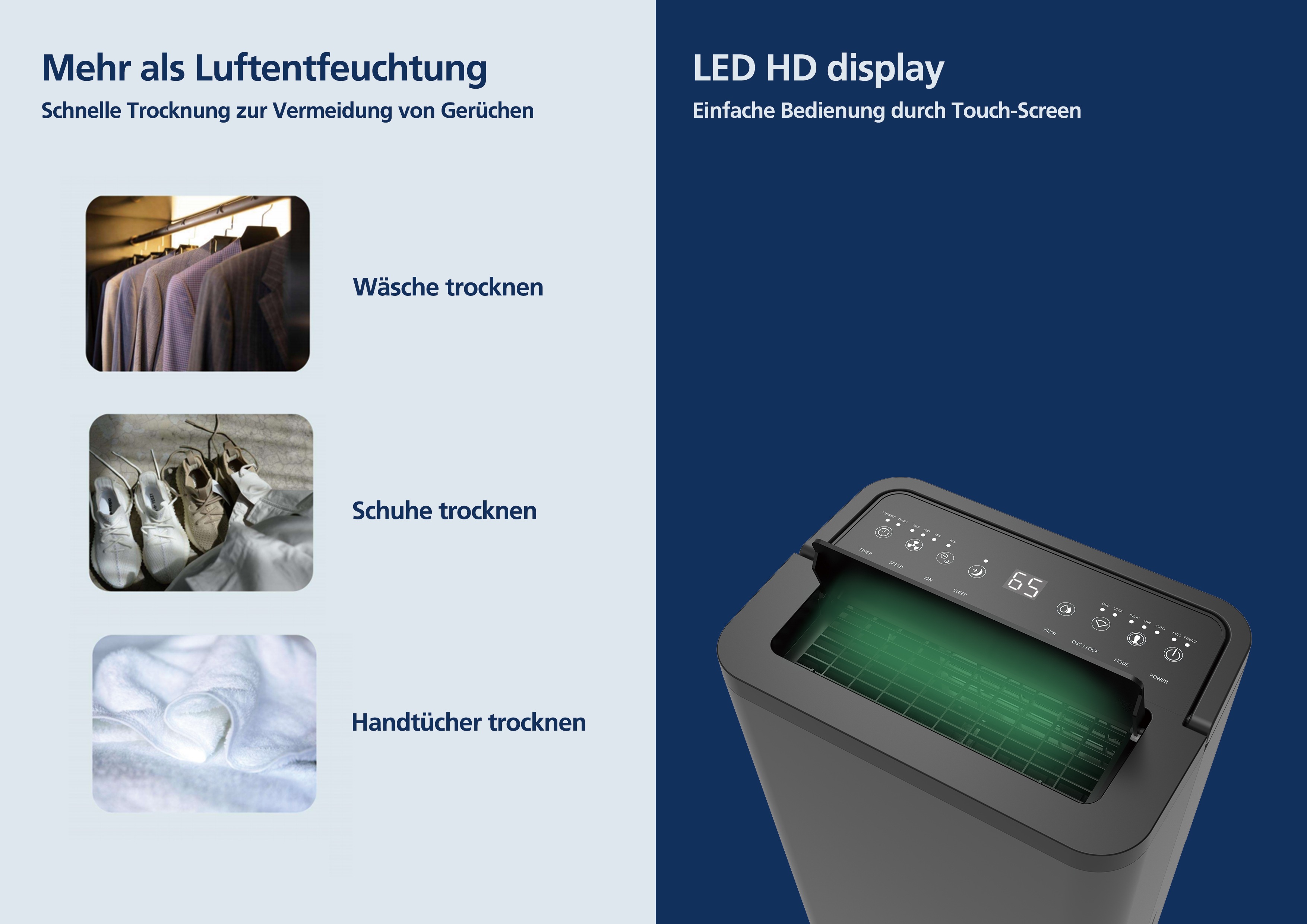 Thumbnail - Hanseatic Luftentfeuchter "Hanseatic 12L, 2in1 Entfeuchtung & Luftreinigung" Entfeuchtung 12 l/Tag Tank 3 für Räume bis ...