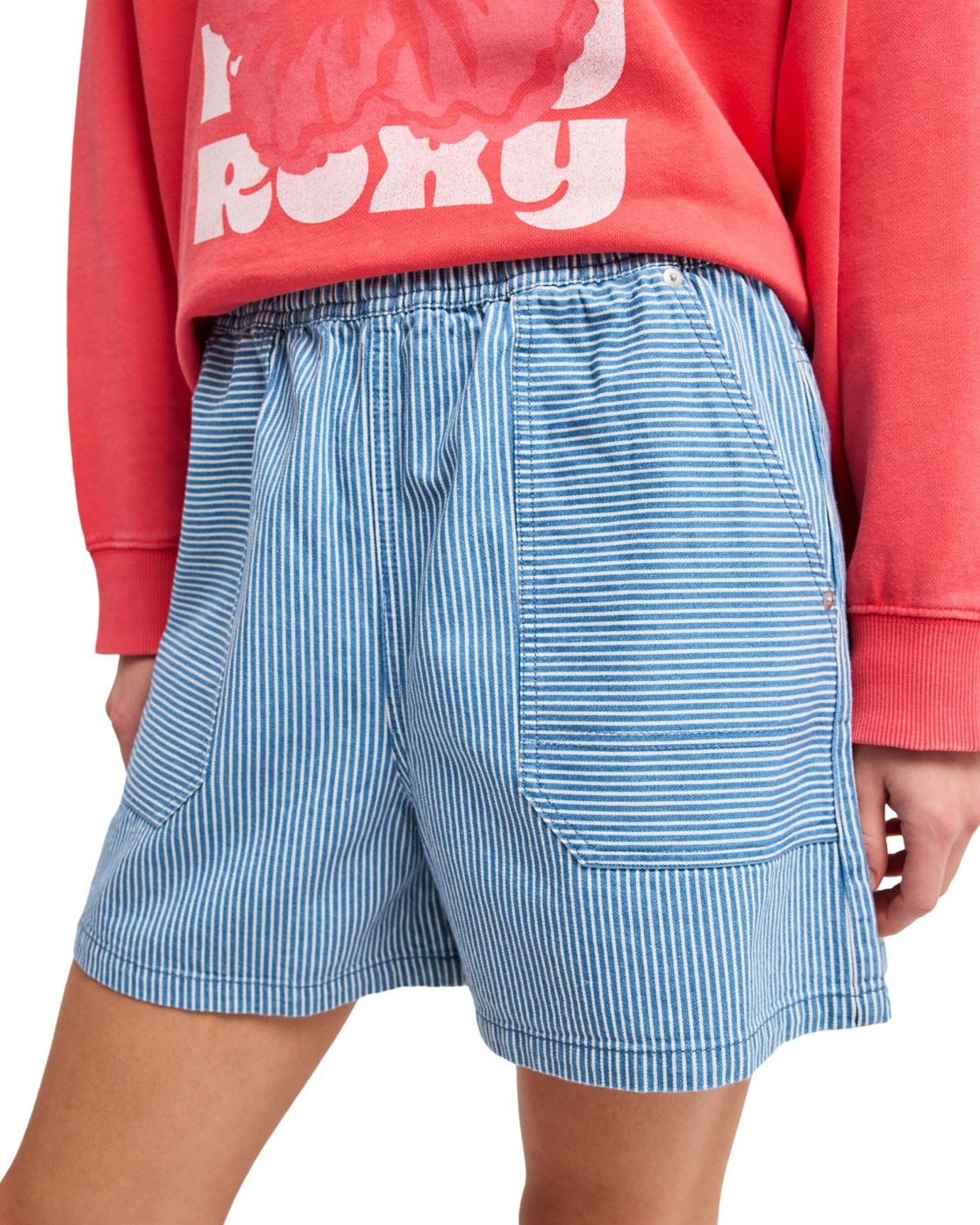 Roxy Short En Jean Stay Wavy Coconut Milk Denim Stripe L Femme 2