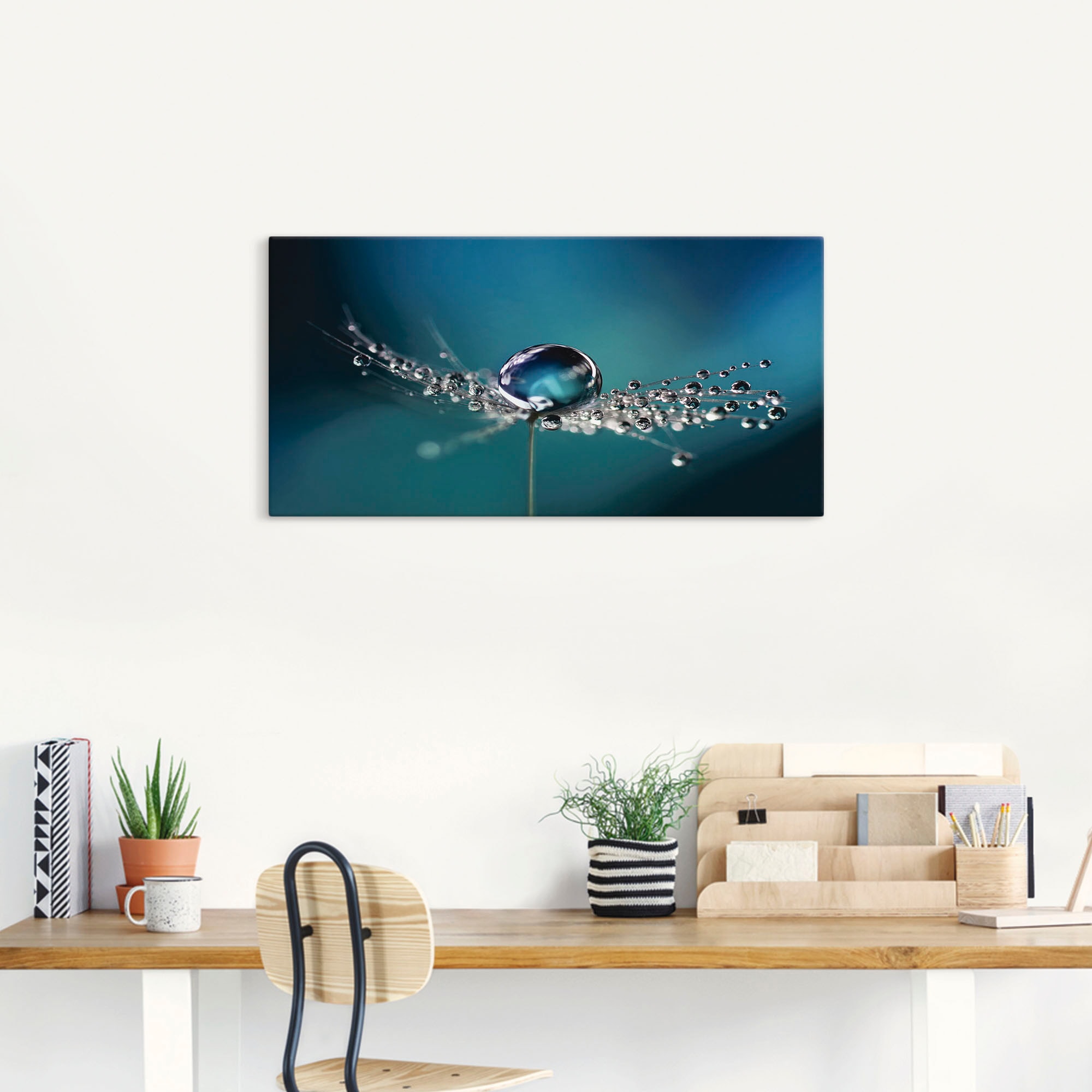 Artland Wandbild »Pusteblume Tautropfen blau«, Blumenbilder, (1 St.), als Alubild, Outdoorbild, Leinwandbild in verschied. Größen