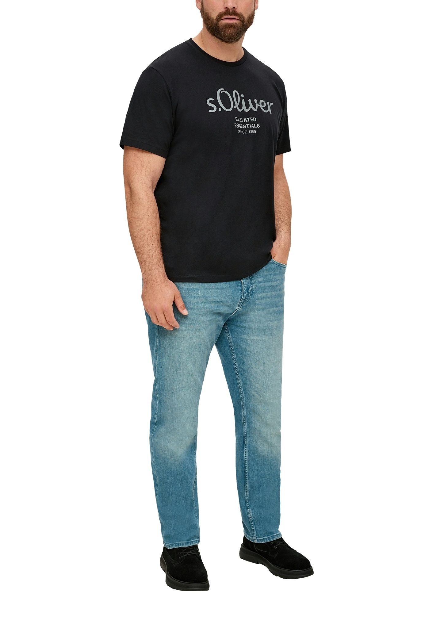 s.Oliver Men Big Sizes Kurzarmshirt mit Logo-Print/Große Größen