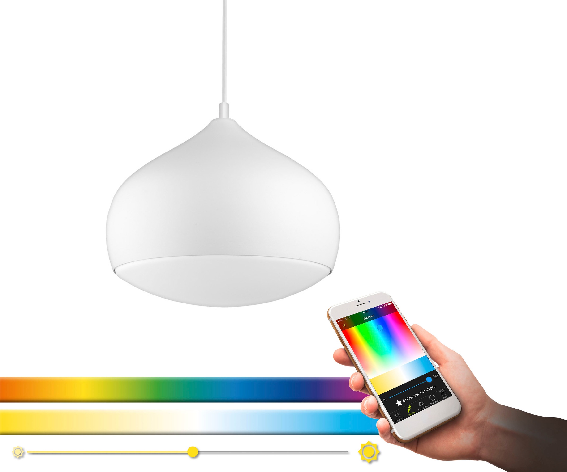 EGLO Pendelleuchte COMBA-C, LED-Board, Warmweiß-Tageslichtweiß-Neutralweiß-Kaltweiß, Hängeleuchte, EGLO CONNECT, Steuerung über APP + Fernbedienung, BLE, CCT, RGB, dimmbar, Farbwechsel