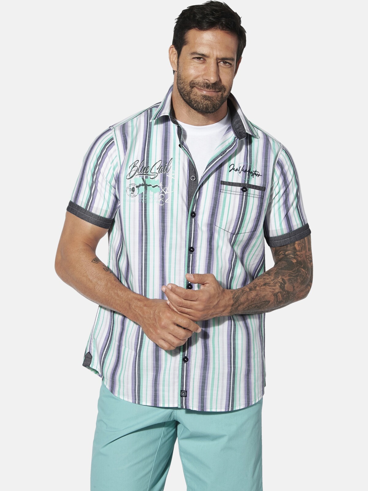 Jan Vanderstorm Streifenhemd "Kurzarmhemd SVENHART" günstig online kaufen