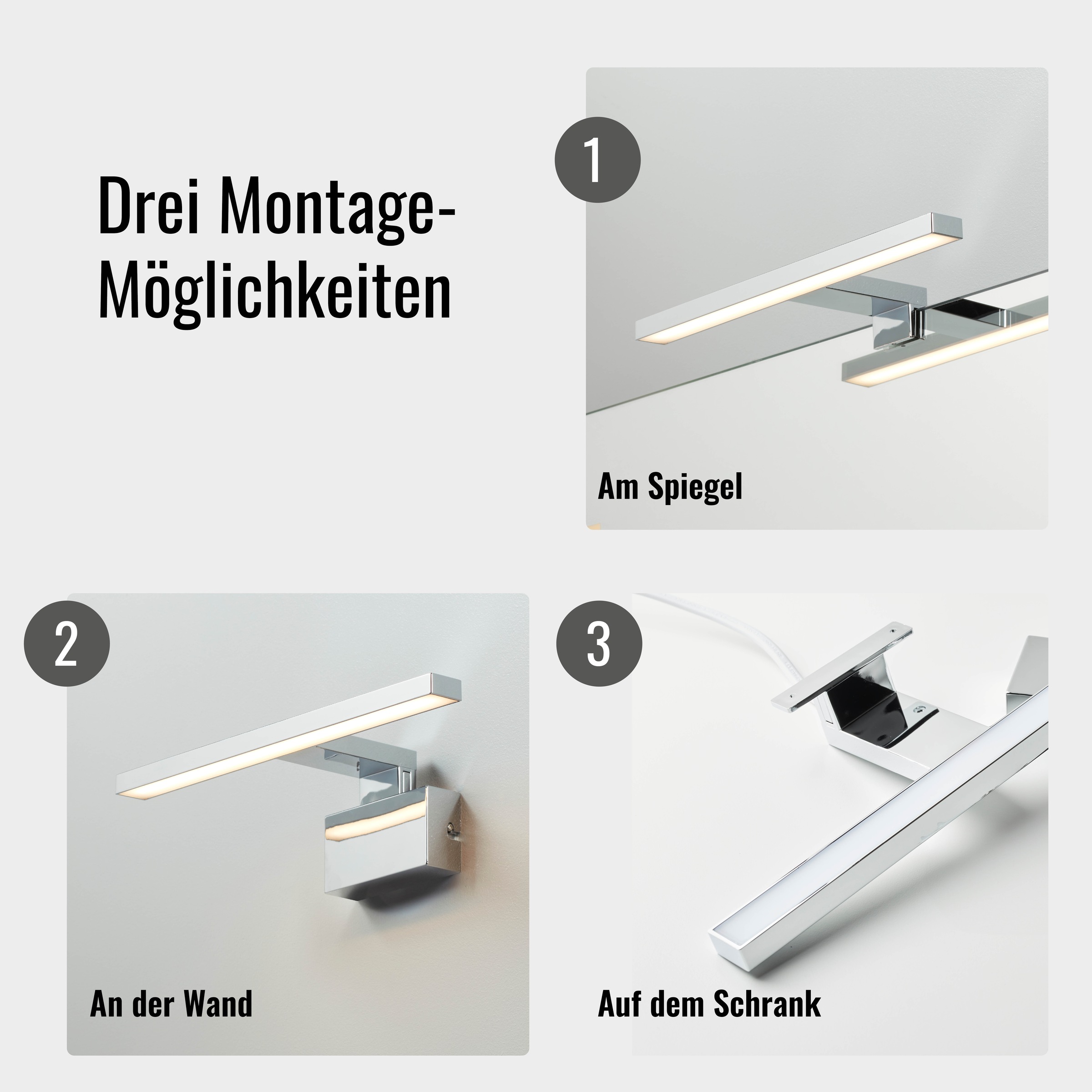 Loevschall Spiegelleuchte »Lagan NextGen, Badezimmer Lampe, LED Spiegelleuchte«, Spiegellampen für das Bad