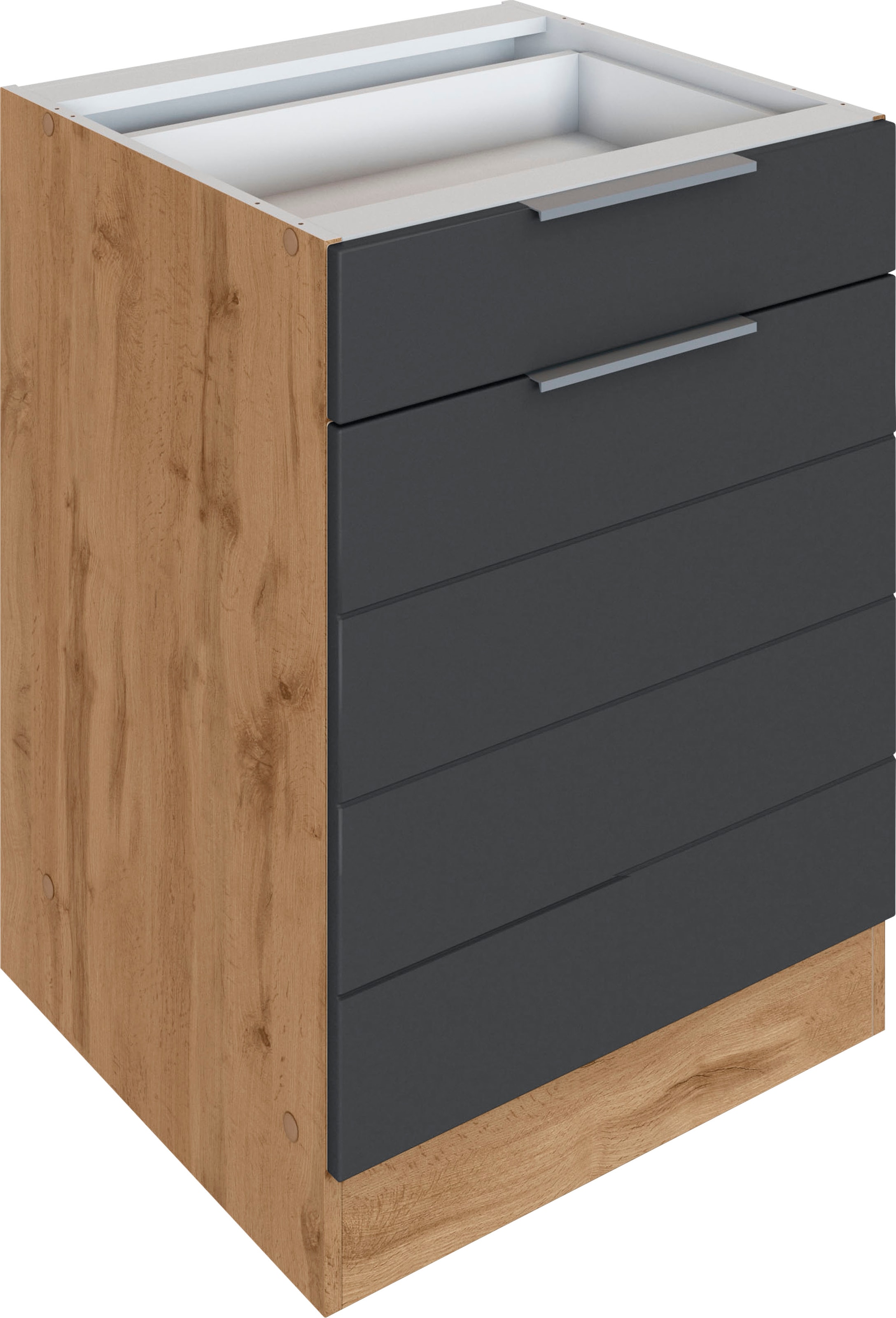 KOCHSTATION Unterschrank "KS-Luhe", 60 cm breit, hochwertige MDF-Fronten mit waagerechter Lisene