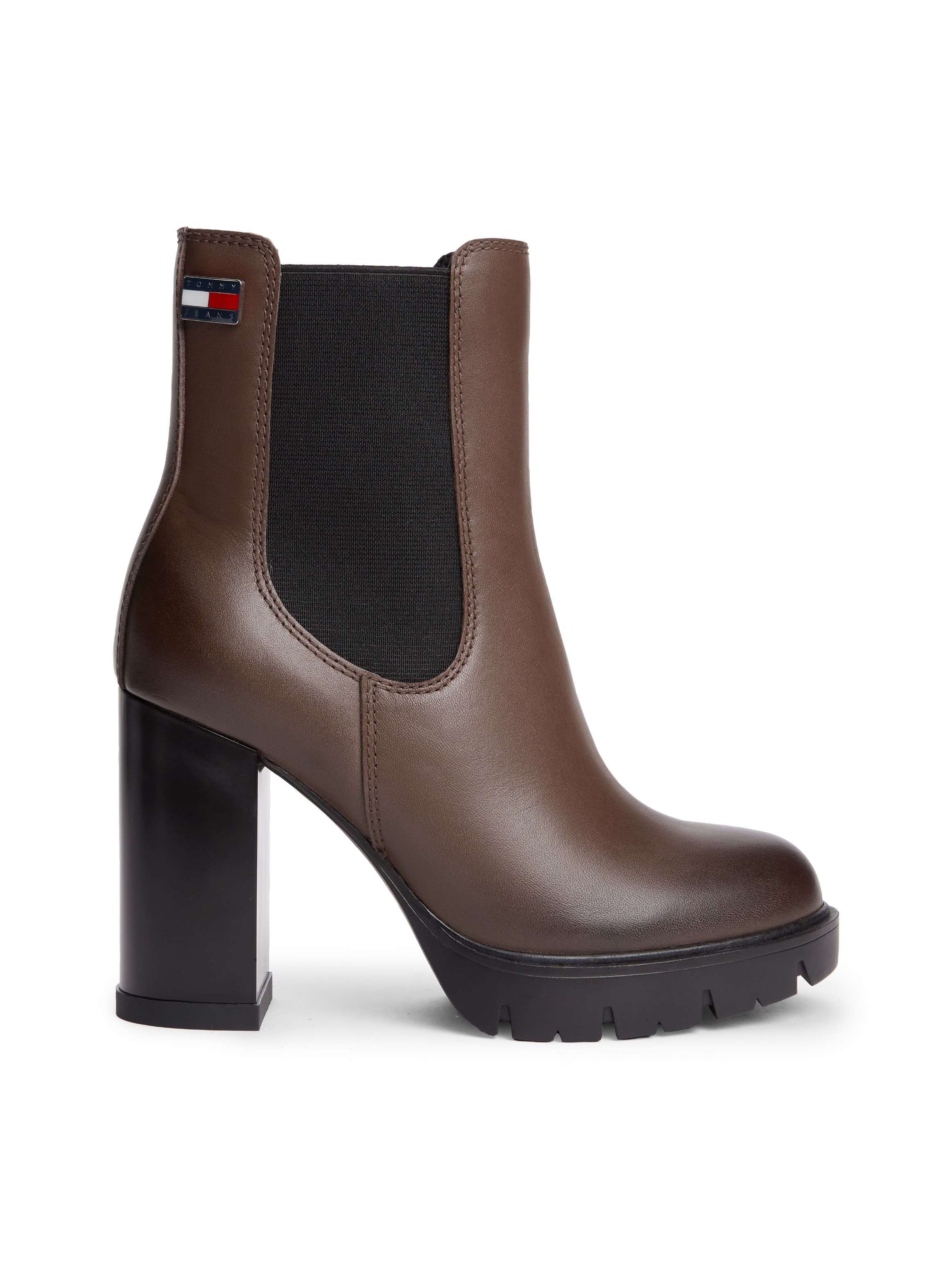 Tommy Jeans Chelseaboots »TJW CHELSEA HIGH HEEL BOOTS«  Ankle Boots, Plateaustiefeletten mit Stretcheinsatz und Logoflagge