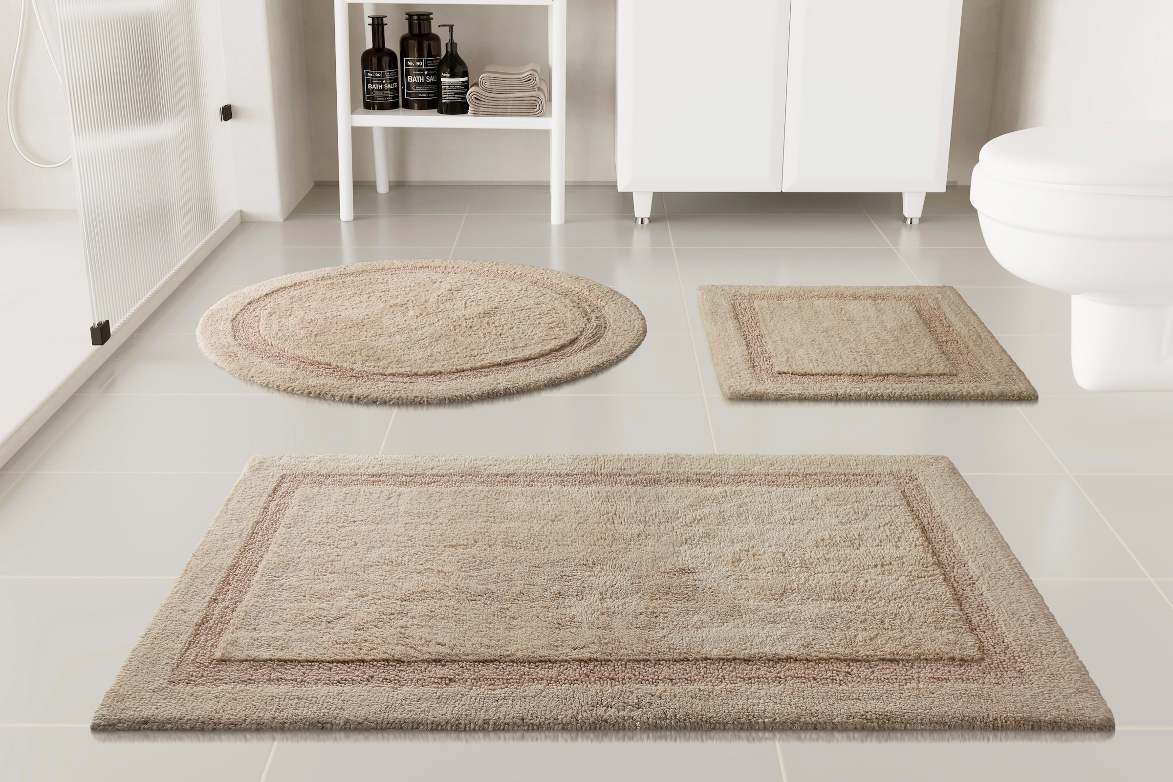 OTTO home Badematte »Meellor« Höhe 20 mm Badteppich, getuftet, modern, Uni, antirutsch, flauschig, Baumwolle