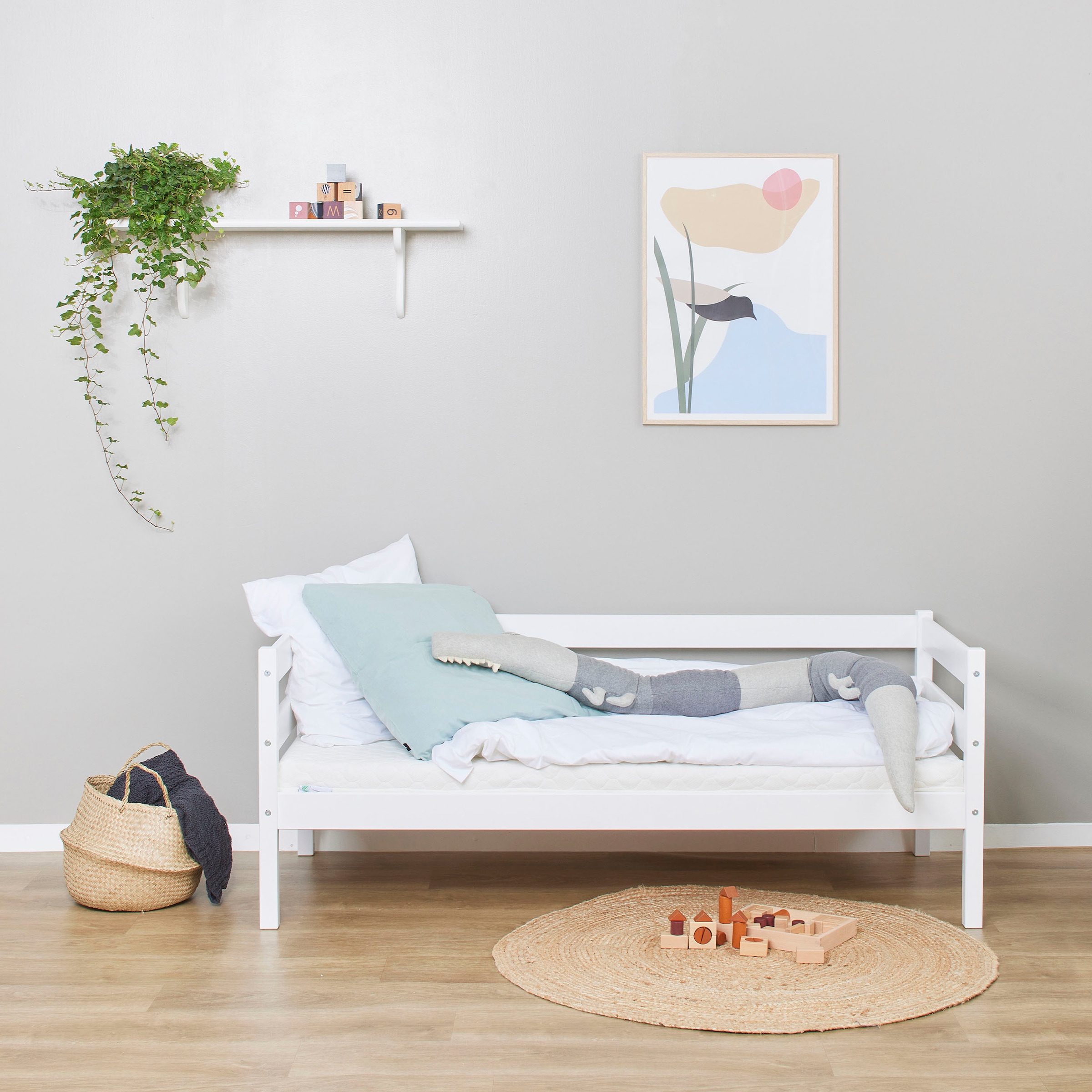 Hoppekids Einzelbett »ECO Comfort Kinderbett, Kiefer Massivholz, Jugendbett inkl. Rollrost« 70x160 cm, wahlweise in verschieden Farben/ Matratze/ Absturzsicherung