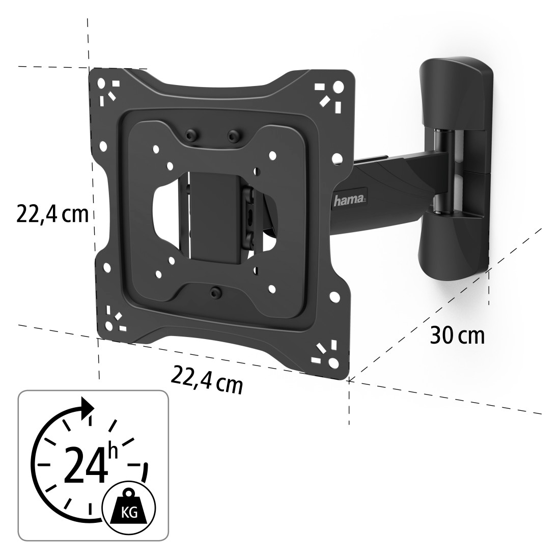 Hama TV-Wandhalterung »Wandhalterung (schwenkbar, neigbar,19"-48", VESA 200x200)«, bis 122 cm Zoll, mit Diebstahlschutz