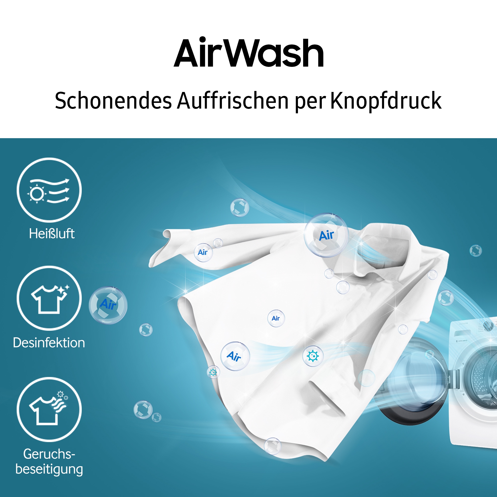 Samsung Waschtrockner »WD9EDG5B15BE«, WD7400D, Hygiene Dampfprogramm