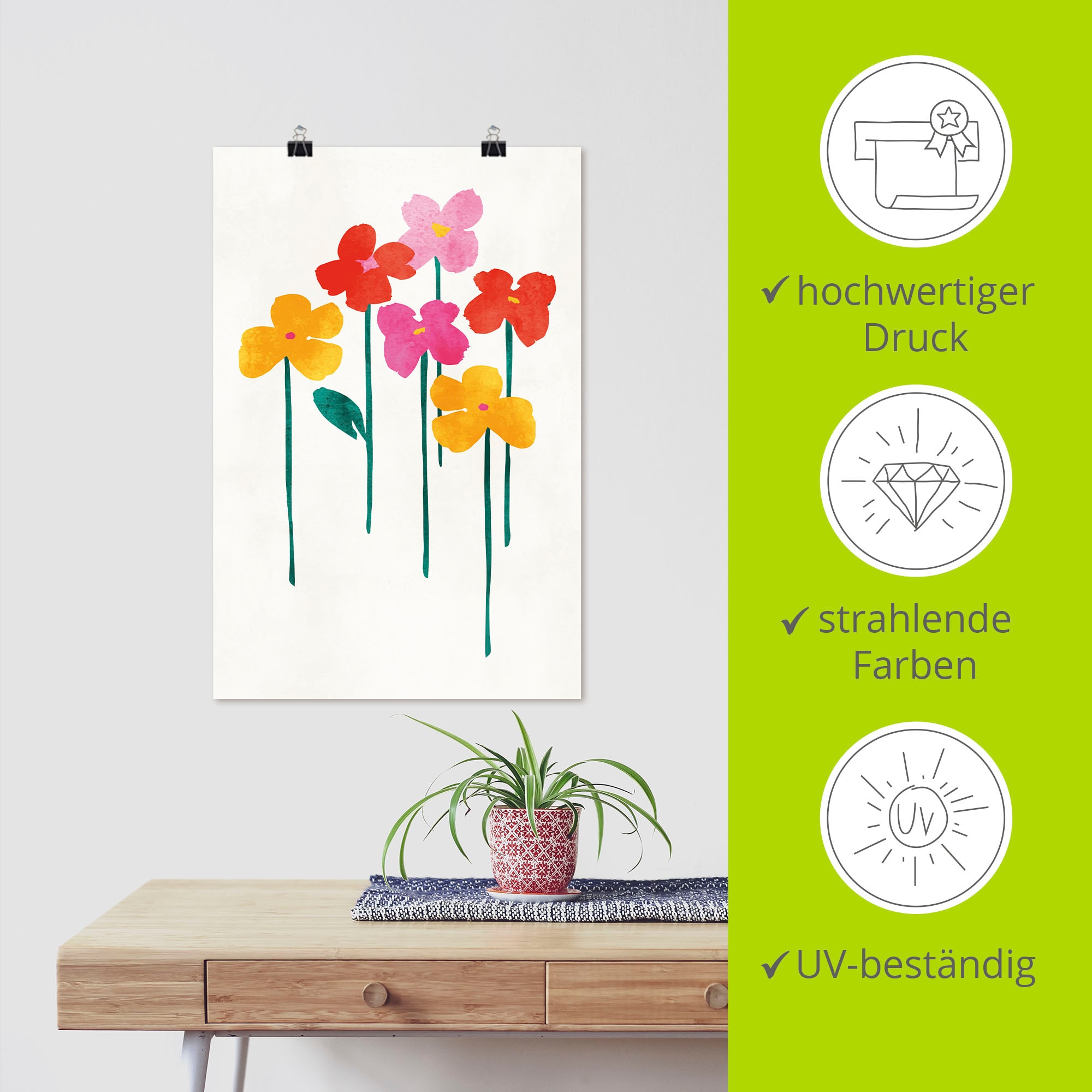 Artland Wandbild »Kleine glückliche Blumen« Blumenbilder 1 Stk. tlg. als Leinwandbild, Poster in verschied. Größen