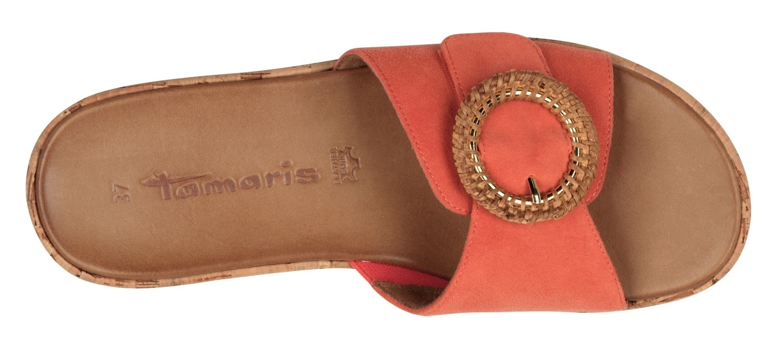 Tamaris Pantolette, Keilabsatz, Sommerschuh, Schlupfschuh mit hübscher Zierschnalle