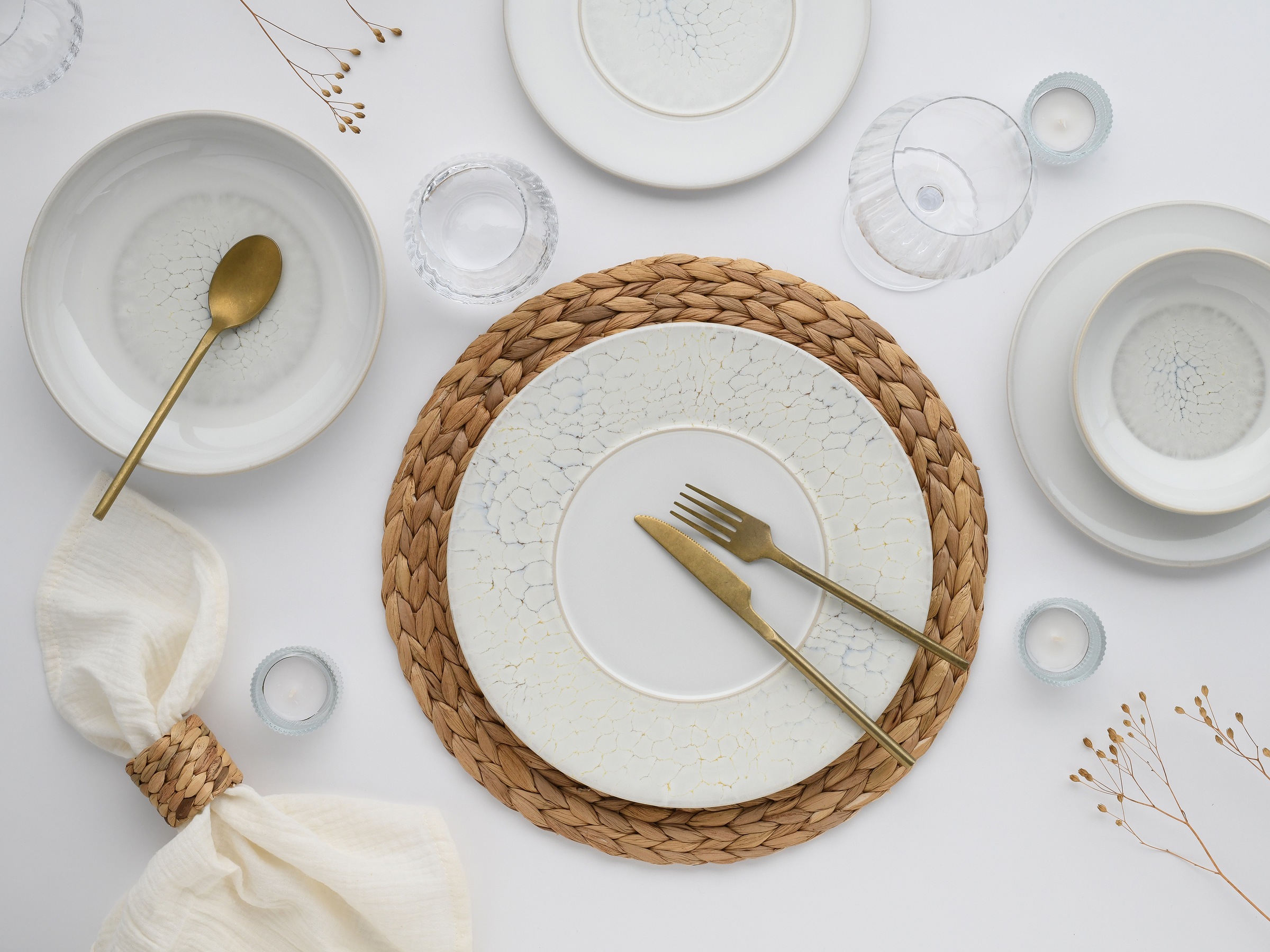 CreaTable Teller-Set »Unico, Tellerset 16-tlg.« Eleganter Flair, Breite Fahne, Edel