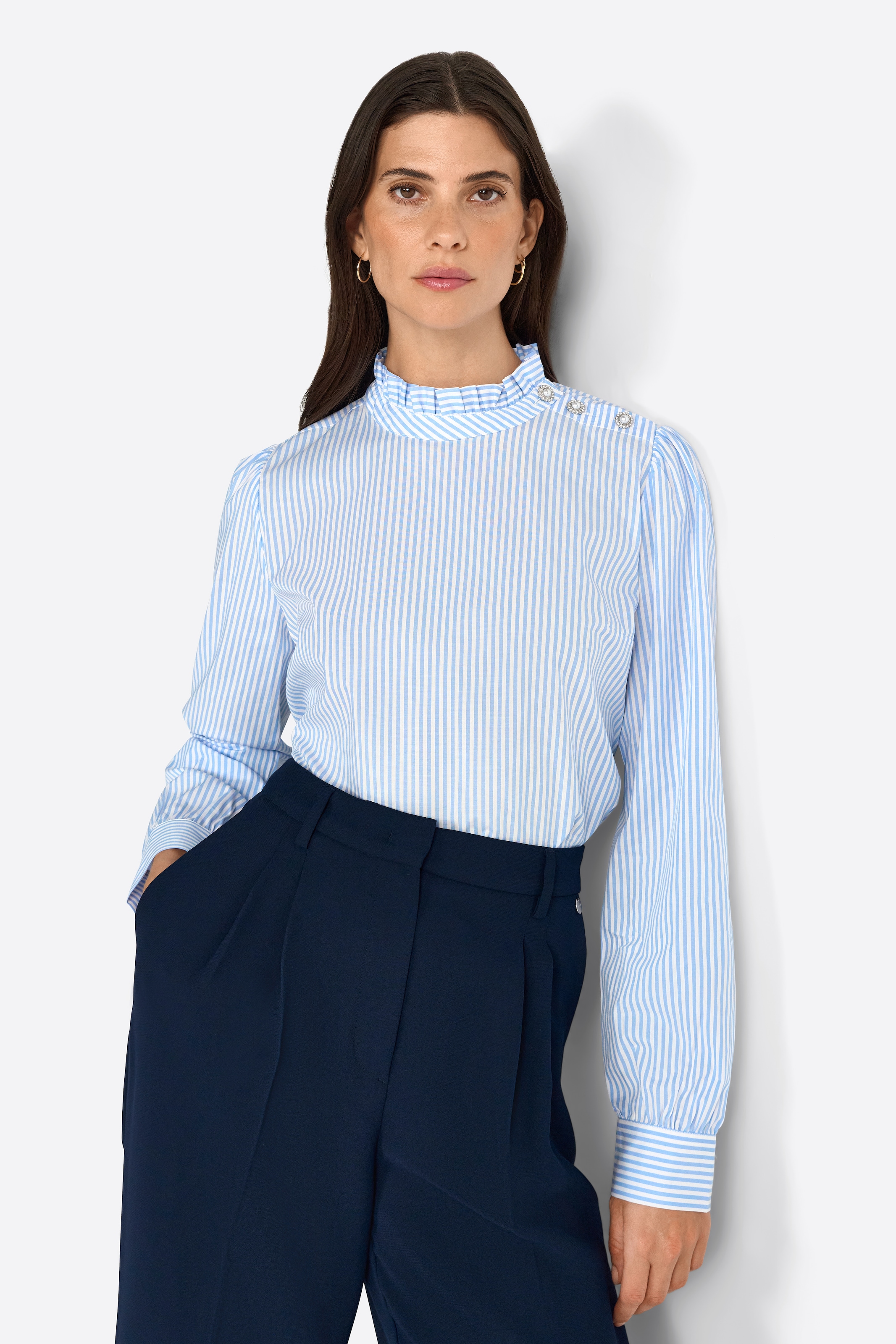 RICHROYAL Langarmbluse, mit Rüschendetails, gestreift, regular fit günstig online kaufen