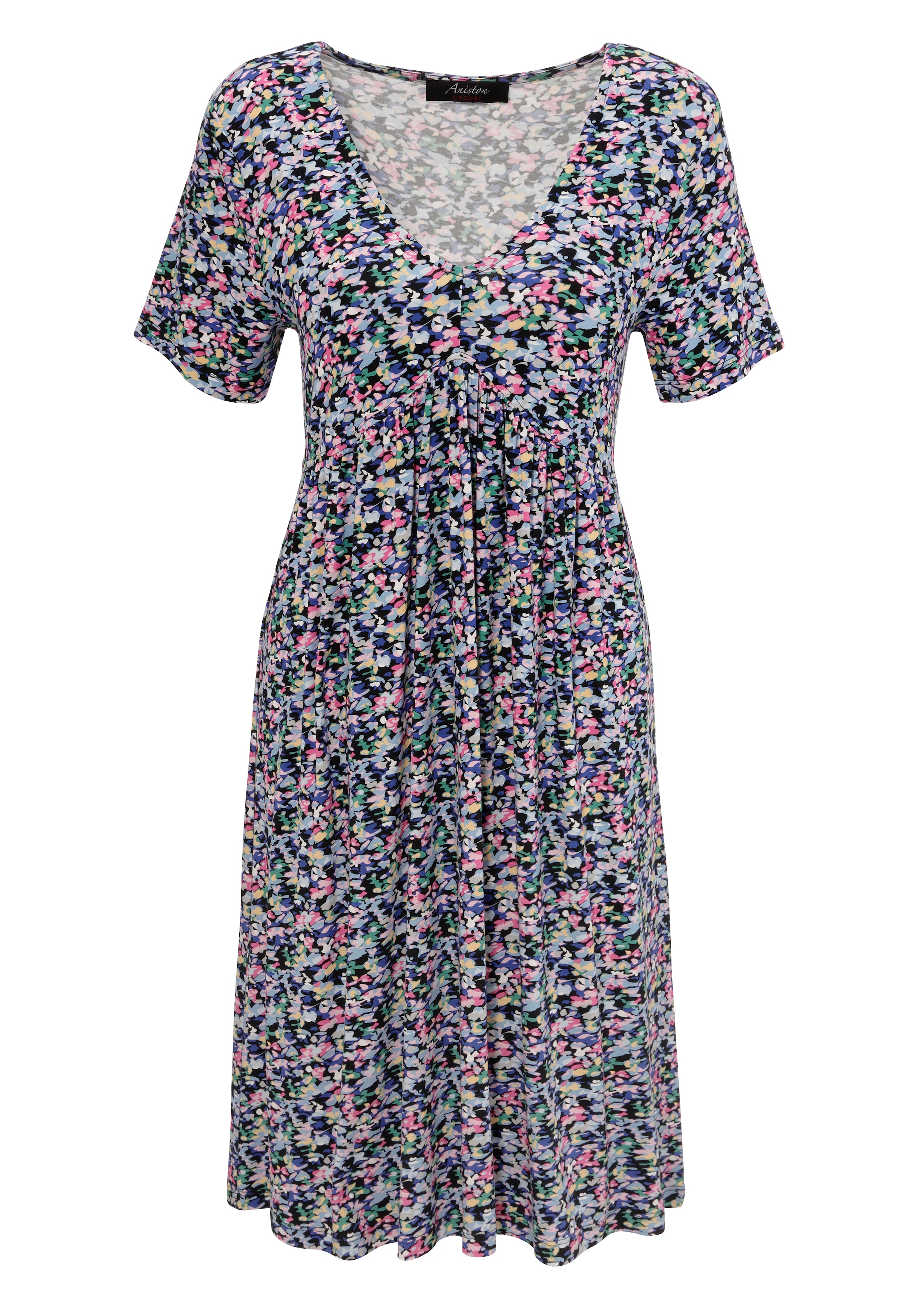 Aniston CASUAL Sommerkleid, mit farbenfrohen, grafischen Blümchen bedruckt