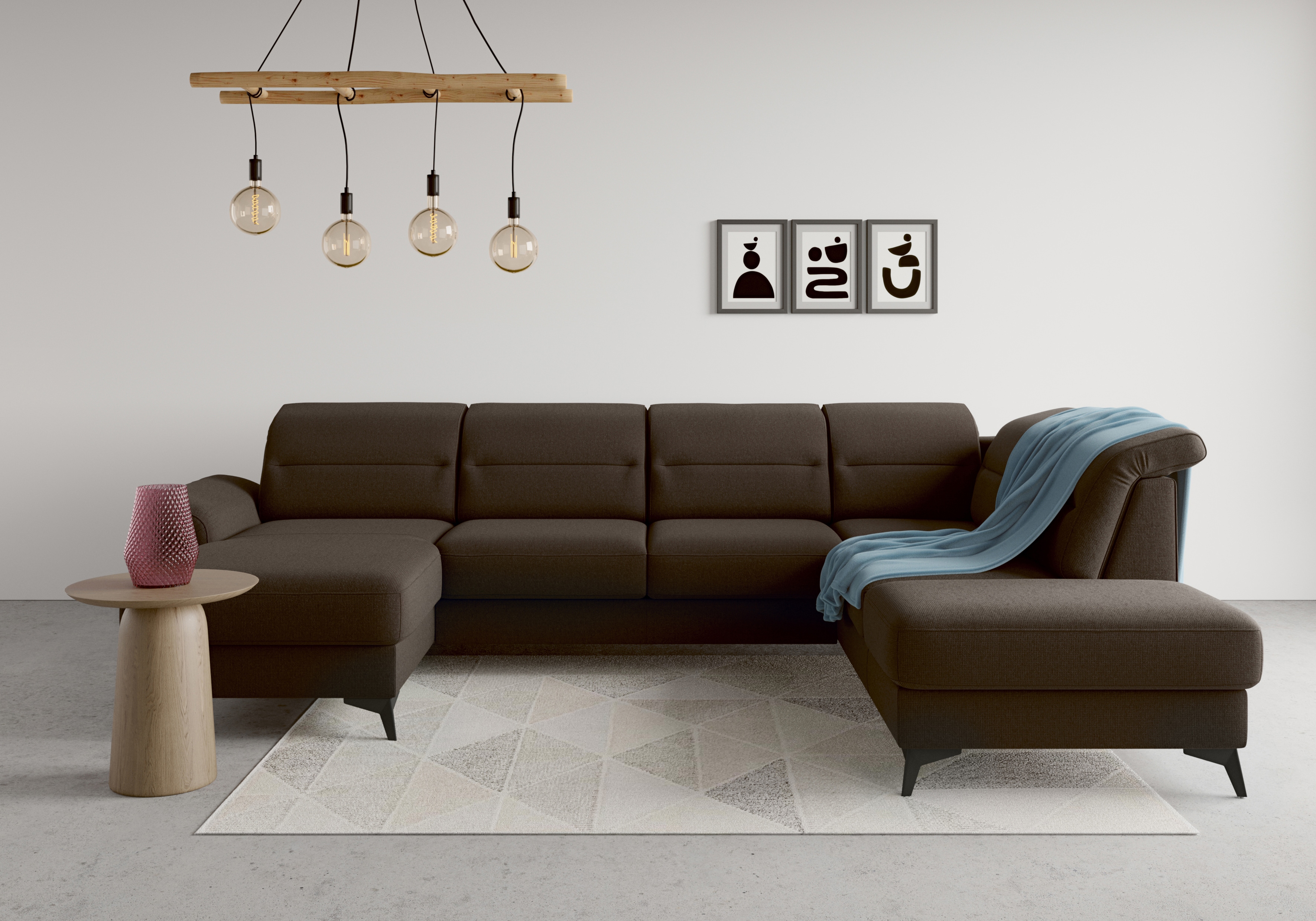 sit&more Wohnlandschaft "Sinatra U-Form" optional mit Kopfteilverstellung und Armteilfunktion, Metallfüße