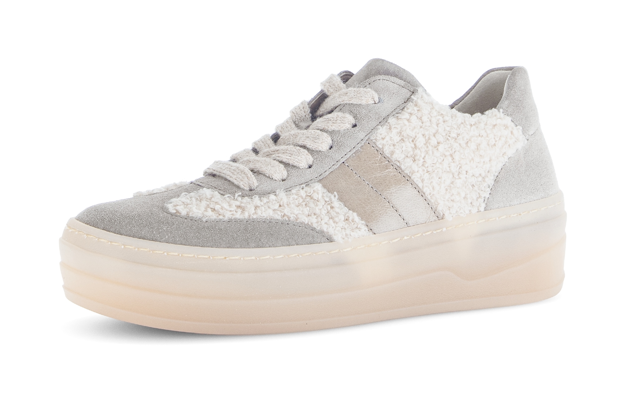 Gabor Plateausneaker, Freizeitschuh, Halbschuh, Schnürschuh in Teddy-Optik günstig online kaufen