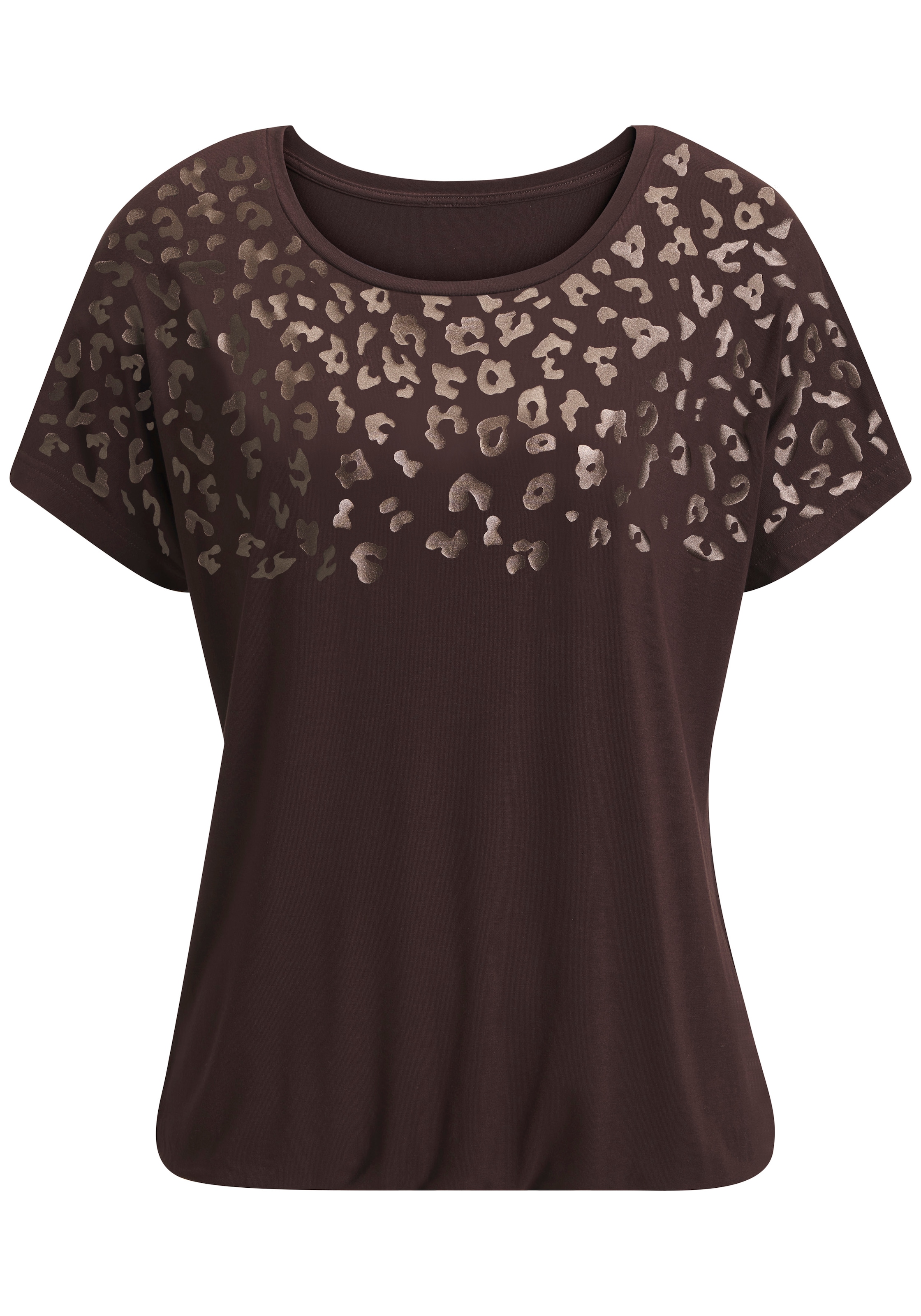 LASCANA Kurzarmshirt "mit Leo-Print" aus angenehmer Viskose-Qualität günstig online kaufen