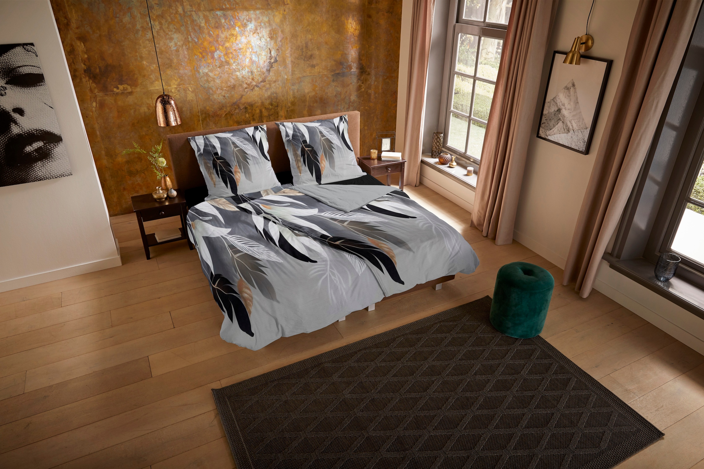 PURE luxury collection Wendebettwäsche "Ross leaves" 2 Stk. tlg. Mikrofaser günstig online kaufen