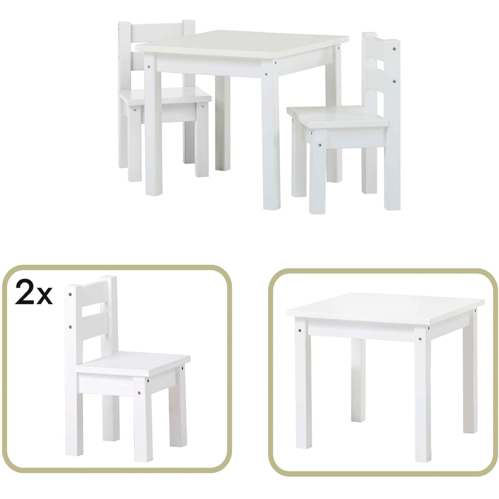 Hoppekids Kindersitzgruppe »MADS Kindersitzgruppe«, (Set, 3 tlg., 1 Tisch, 2 Stühle)