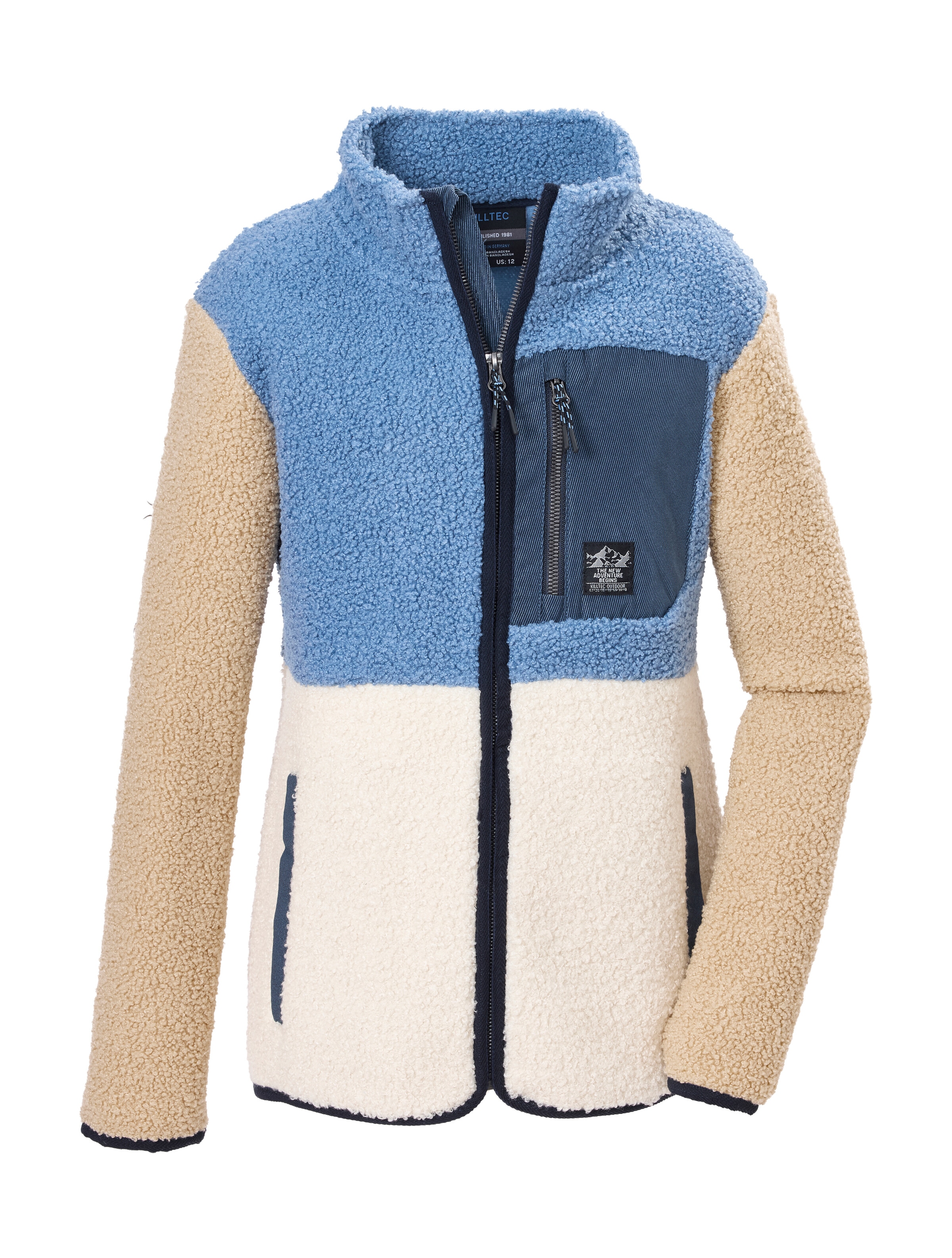 Killtec Fleecejacke "KOW 141 GRLS FLC JCKT" Weiche Sherpa Fleecejacke mit Kinnschutz und Stauraum