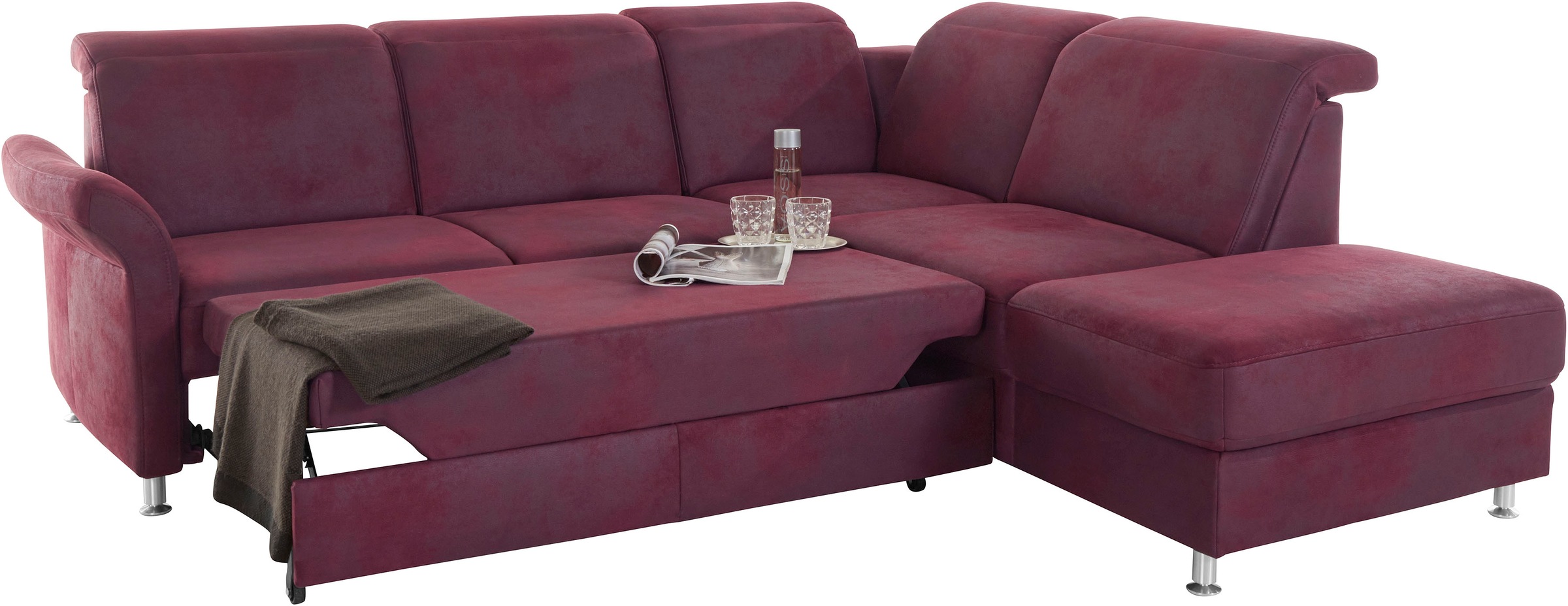 sit&more Ecksofa »Darwin L-Form«, inklusive Federkern, wahlweise mit Kopfteilverstellung, Bettfunktion