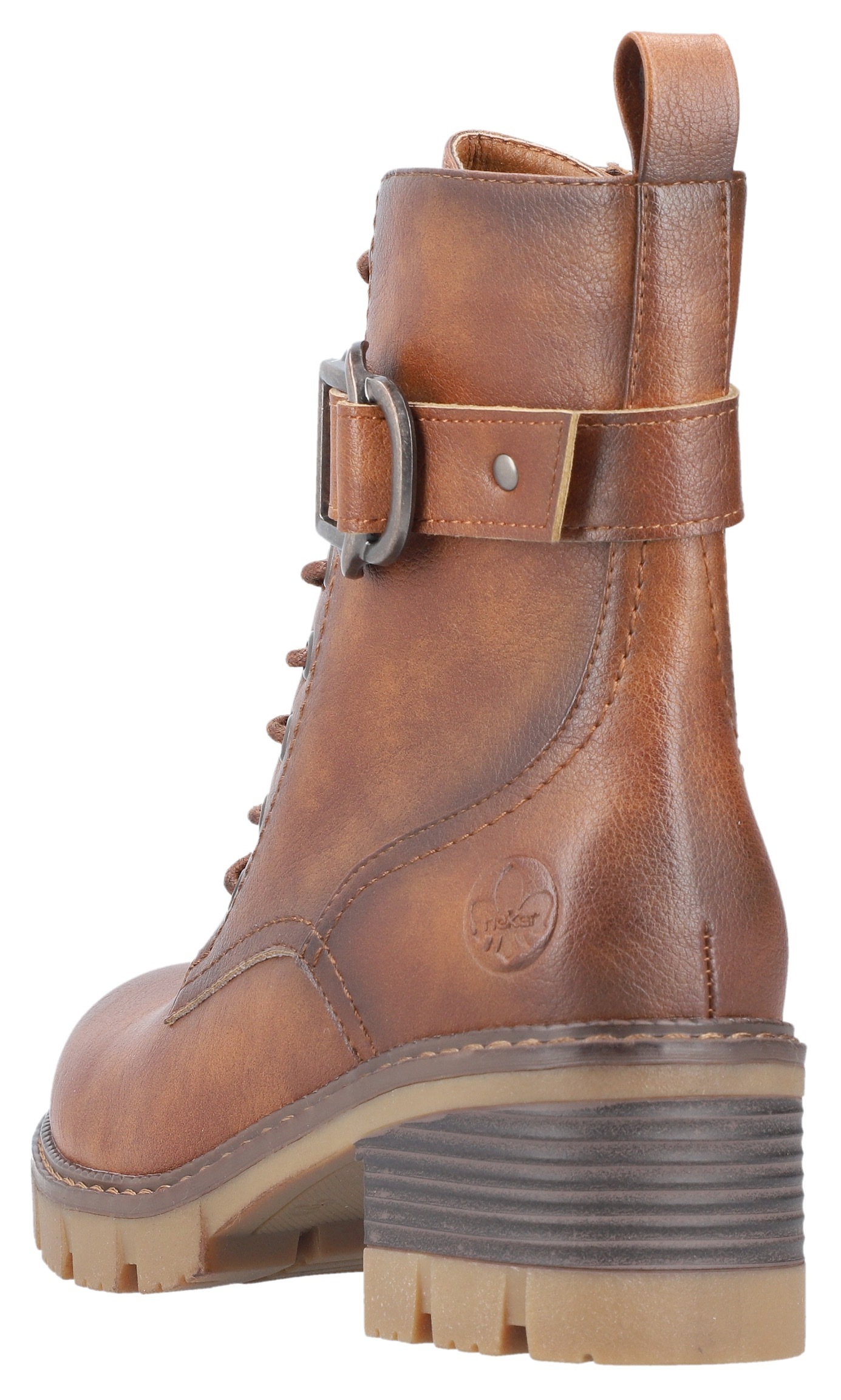 Rieker Schnürstiefelette, Schnürboots, Bikerboots, Blockabsatz, mit verstellbarer Schnalle