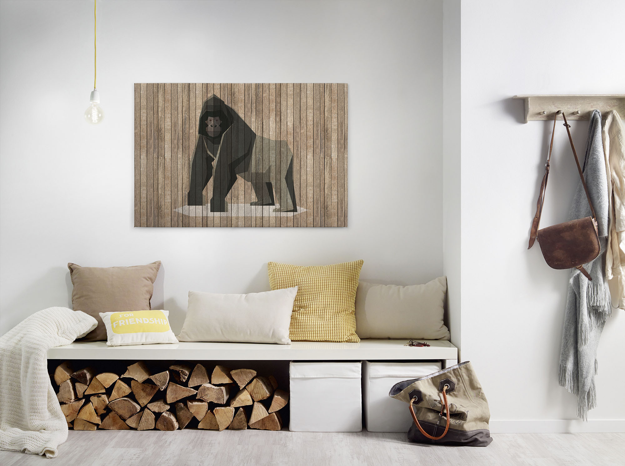 A.S. Création Leinwandbild "born to be wild 3" Kunst Tiere 1 Stk. tlg. Keilrahmen Holzoptik Gorilla Tiere Leinwand-Bild Wohnzimmer modern