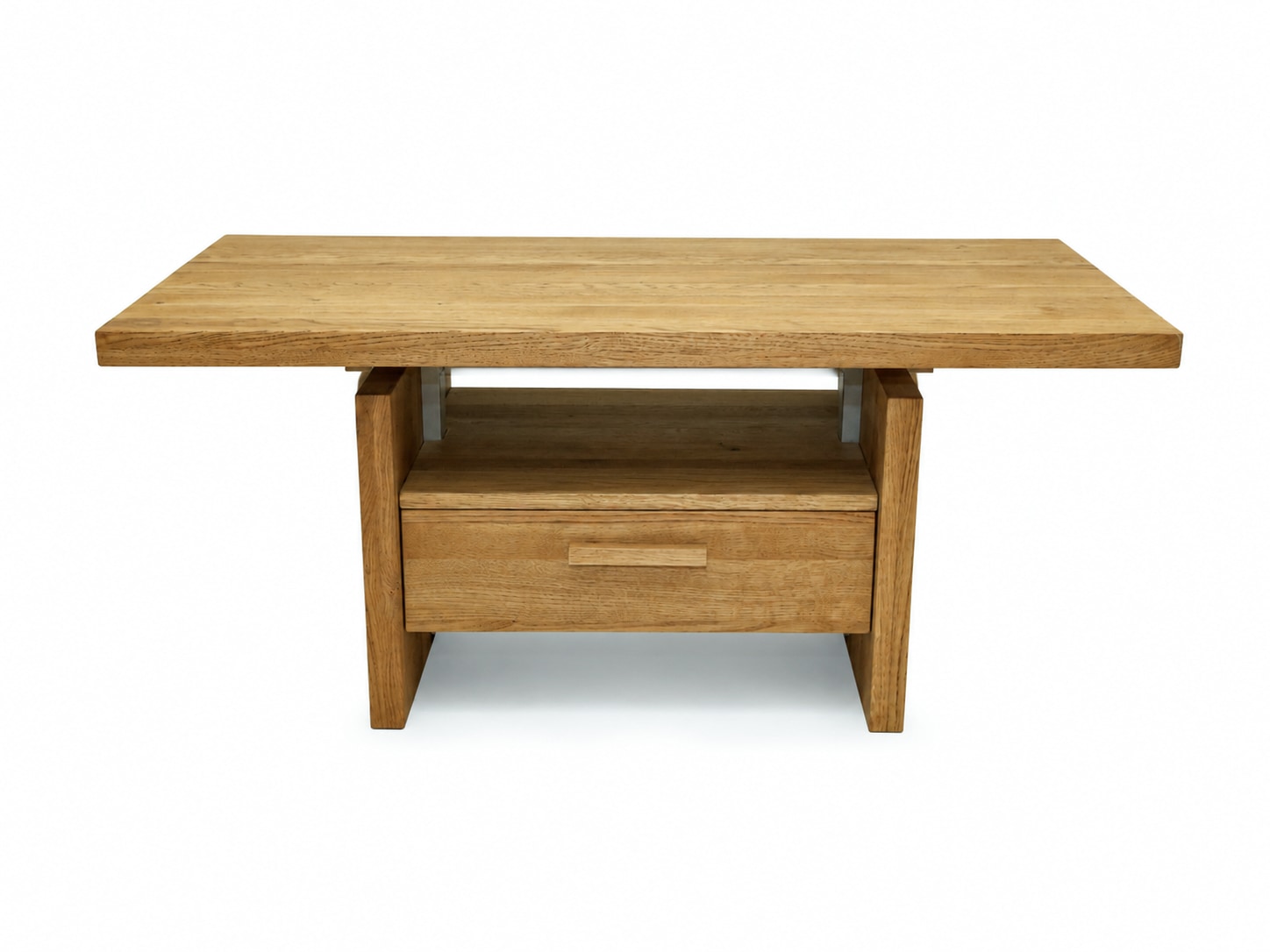OTTO home Couchtisch »Ravenna, Kaffeetisch« Wildeiche Natur/Smoke massiv, Liftfunktion, Schublade, Ablage