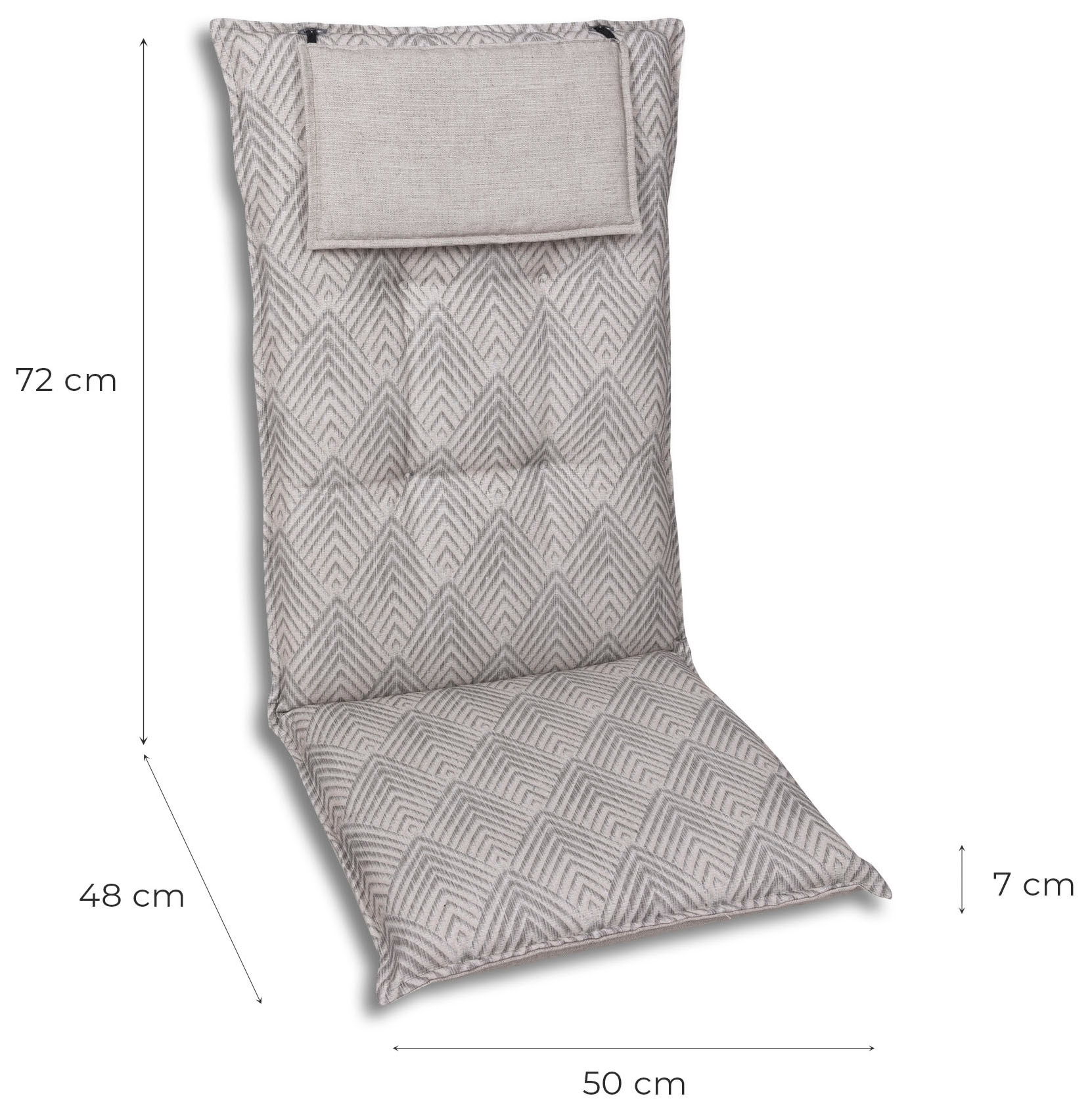 GO-DE Hochlehnerauflage Grafik Pfeile beige - Maße BxLxH ca.: 50 cm x 120 cm x 7 cm