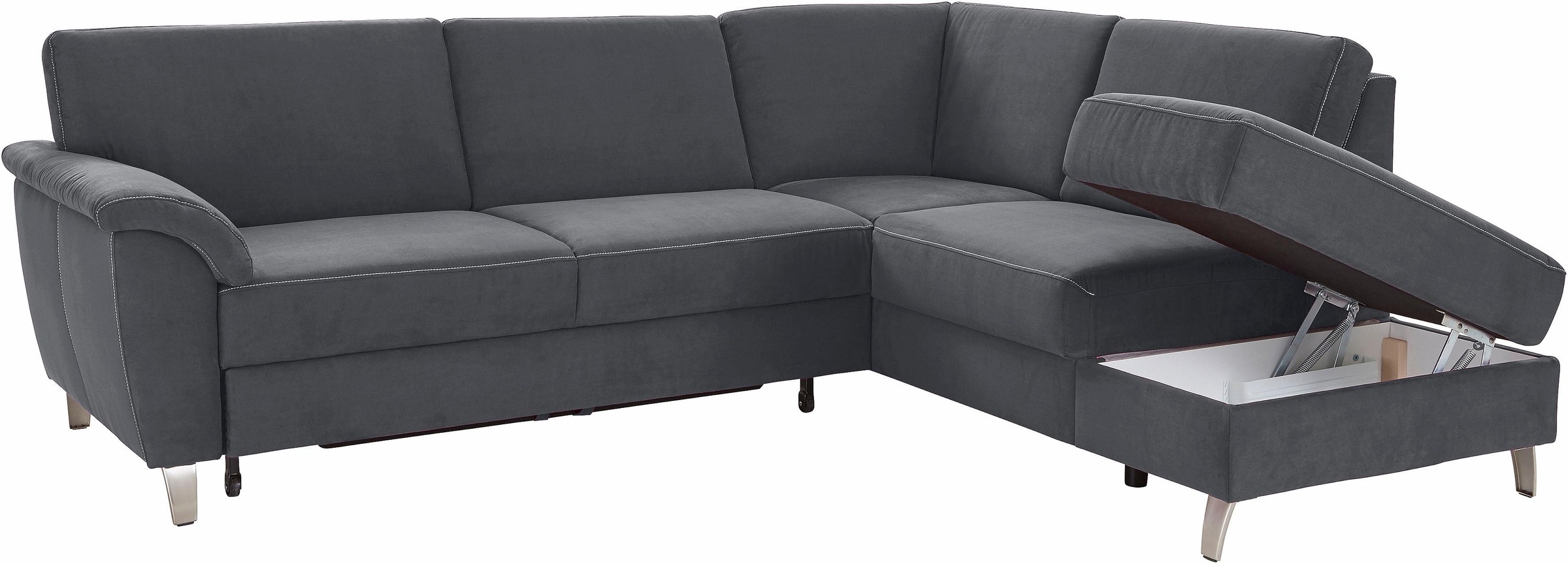 sit&more Ecksofa »Texel L-Form«, mit Federkern, wahlweise mit Bettfunktion und Bettkasten