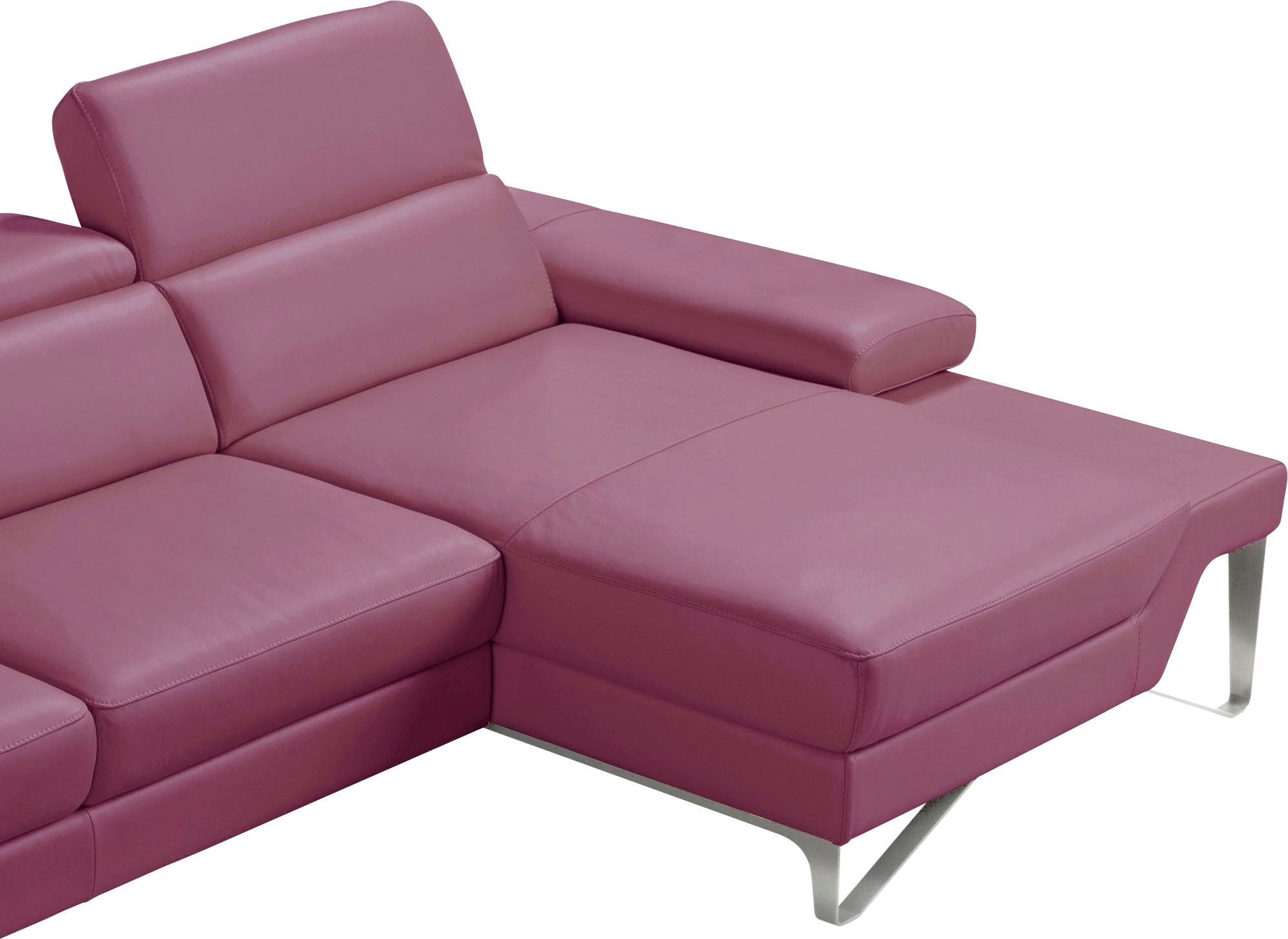 Egoitaliano Ecksofa »Princess, elegantes Designsofa mit erstklassigem Sitzkomfort, L-Form«, mit Recamiere, inkl. Kopfteilverstellung, edle Designmetallfüße