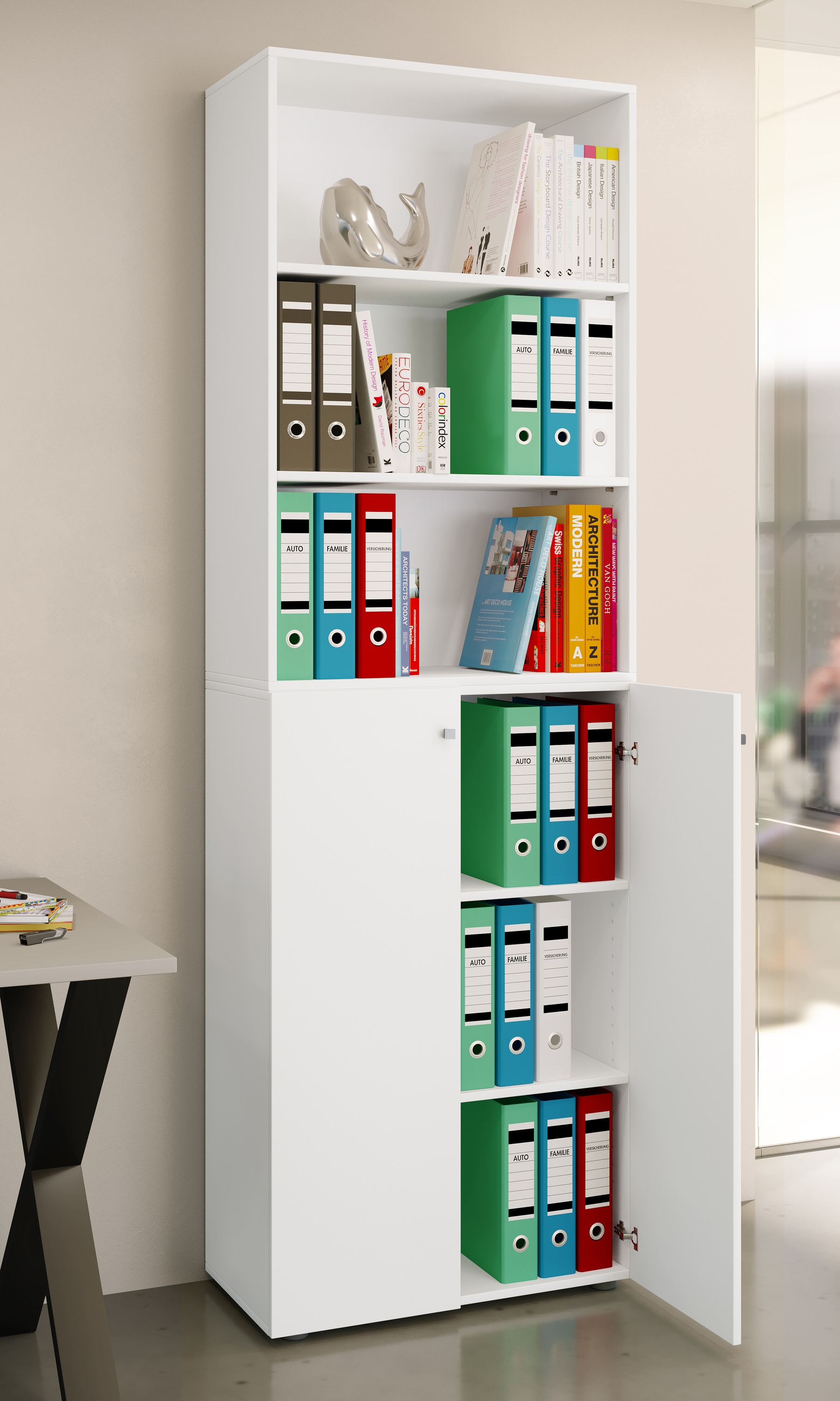 VCM Aktenschrank »VCM Büroschrank mit 6 Fächern | Büroregal | moderner Aktenschrank mit Drehtüren | Maße ca. H. 220 x B. 70 x T. 40cm ¿ Lona 6-Fach«, (1 St.)