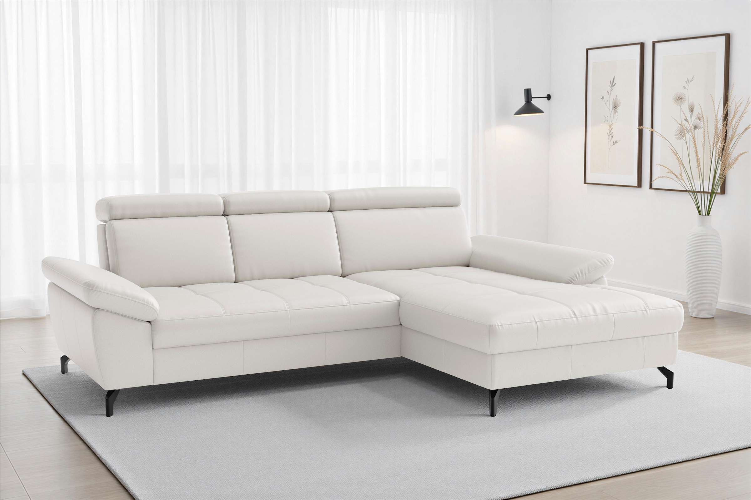 sit&more "Vanity L-Form, Leder, B: 264 cm, mit Sitz-, Kopf u. Armteilverstellung" Couch optional mit Schlaffunktion & Bettkasten, in Leder