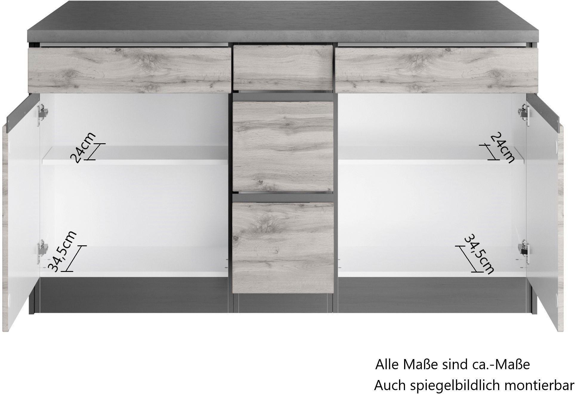 KOCHSTATION Winkelküche »KS-Riesa«, Stellbreite 340x150 cm, wahlweise mit oder ohne E-Geräte