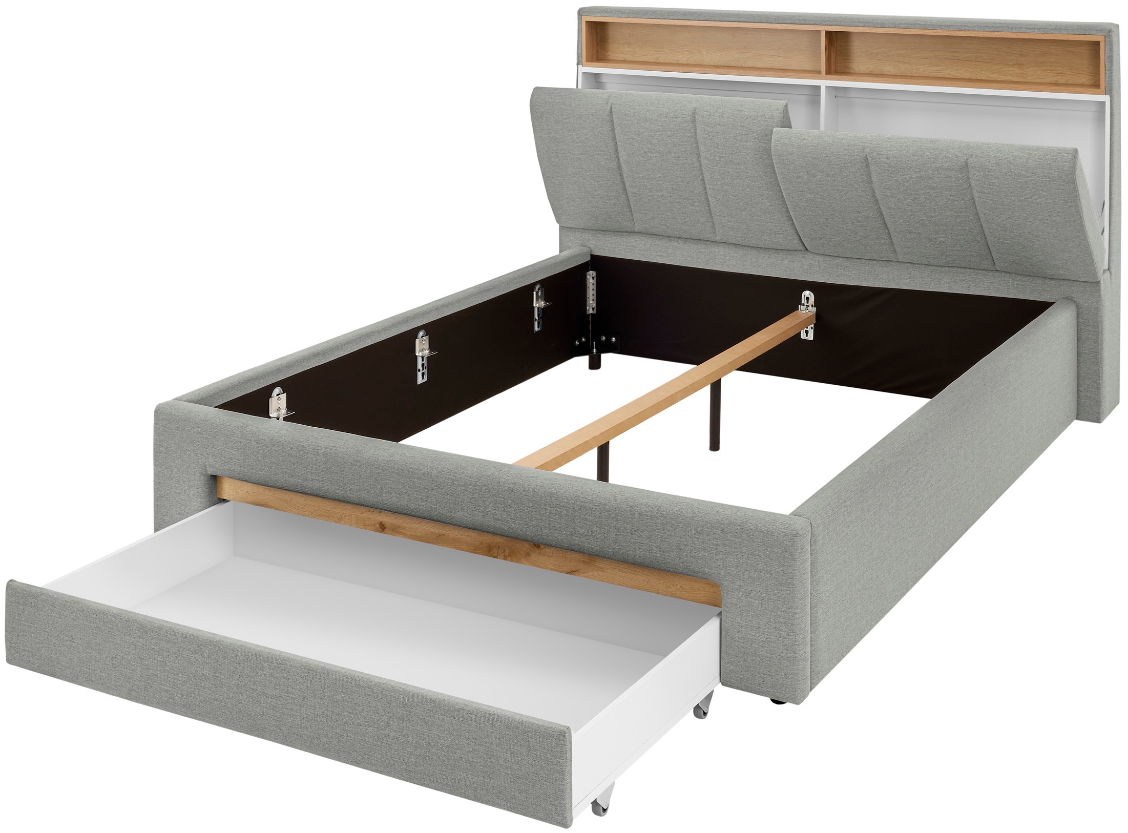 INOSIGN Polsterbett »CiTY/GiRON,, gepolstertes Stauraumbett, mit LED Beleuchtung« Bettkasten mit Hundebett oder als Stauraum, klappbare Kopfteile