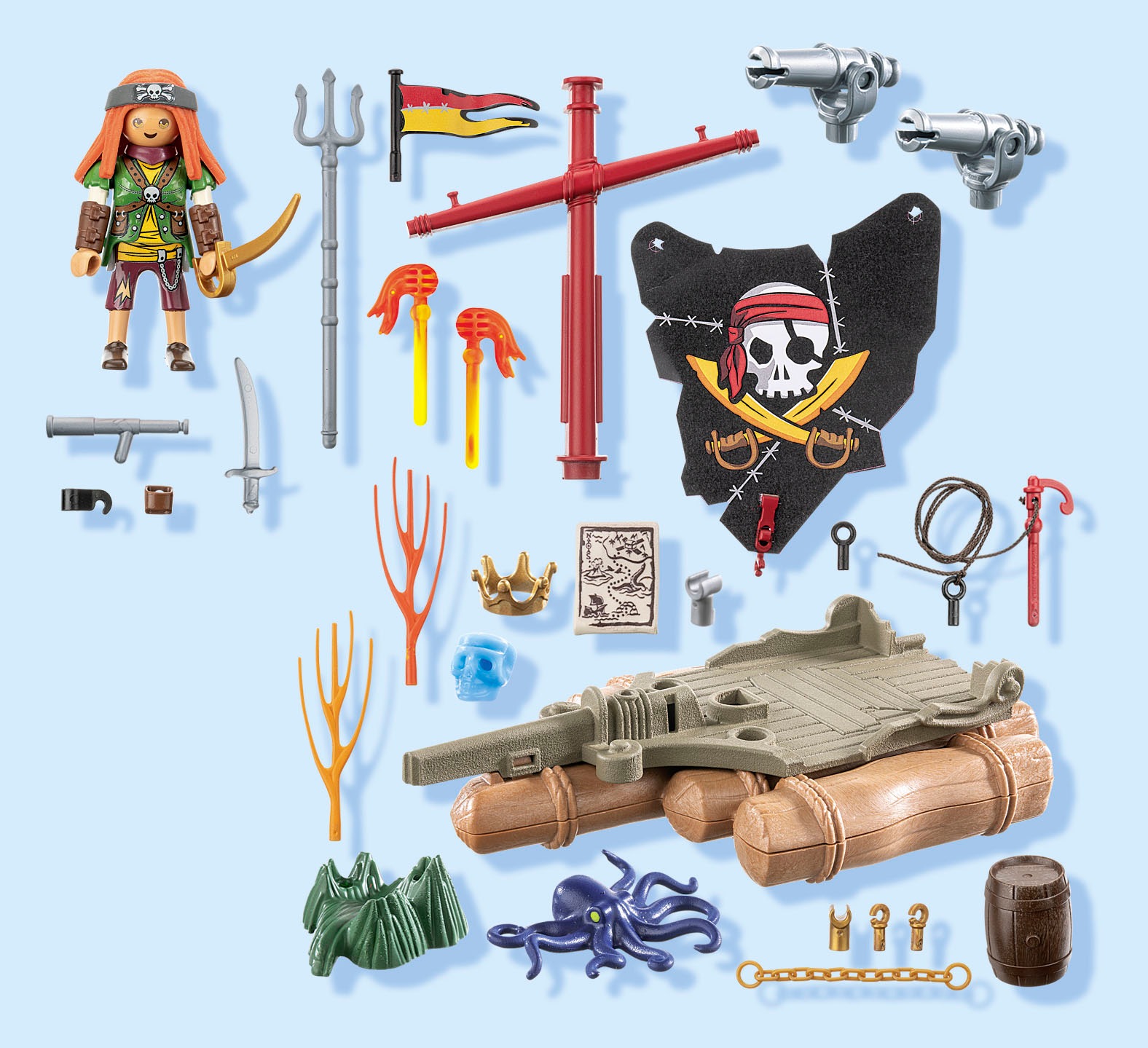 Playmobil® Konstruktions-Spielset »Schatzbergung auf Piratenfloss (71794), Playmobil Pirates«, (41 St.)
